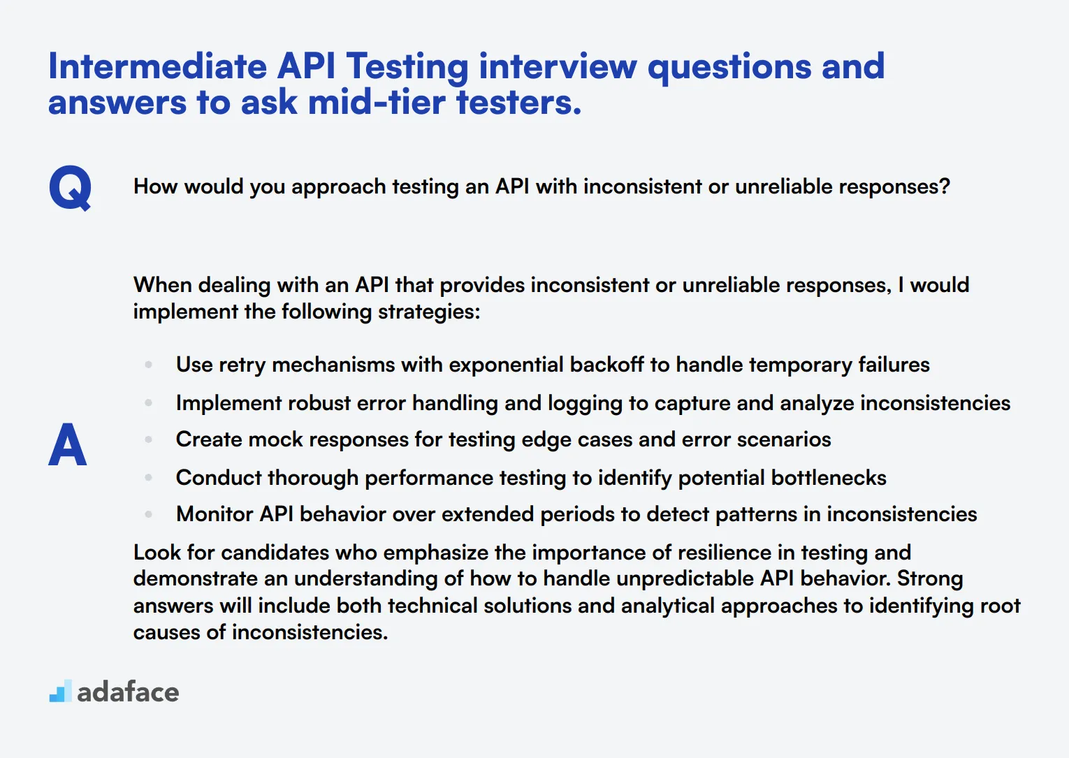 10 intermediate API Testing interview questions and answers to ask mid-tier testers.