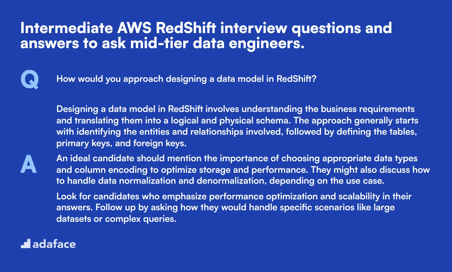 10 intermediate AWS RedShift interview questions and answers to ask mid-tier data engineers.