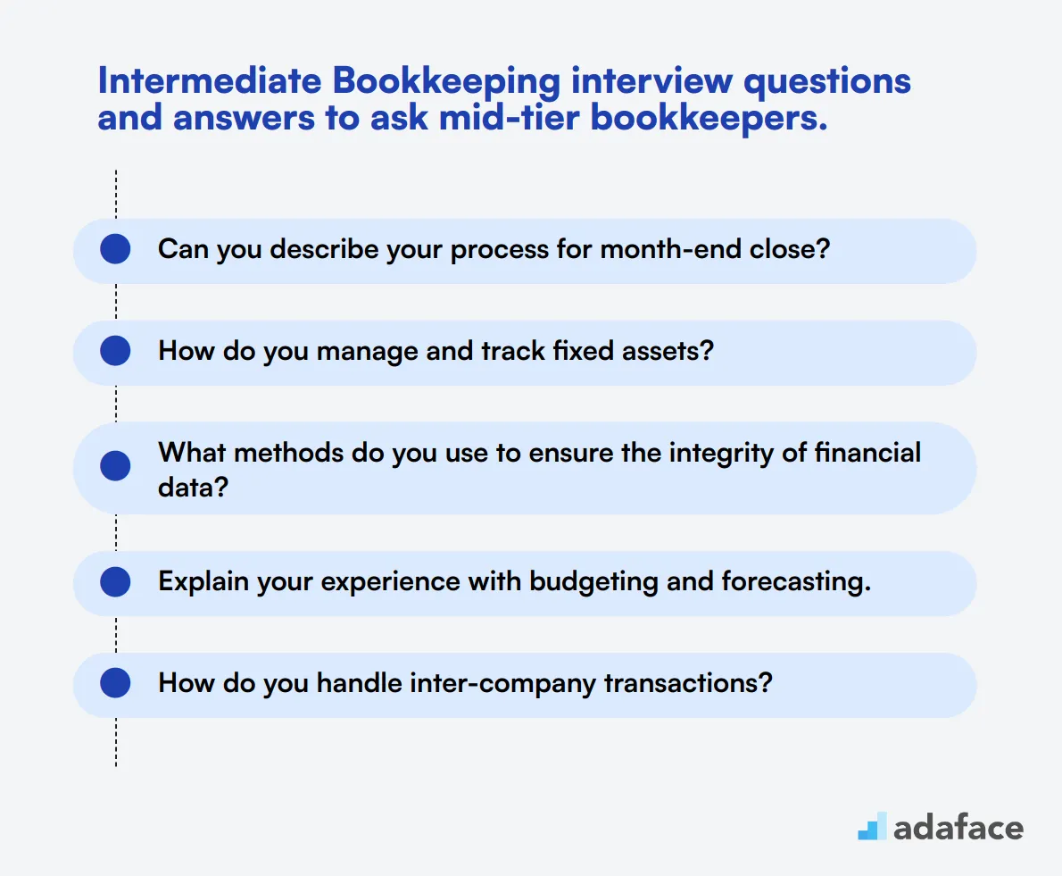 15 intermediate Bookkeeping interview questions and answers to ask mid-tier bookkeepers.