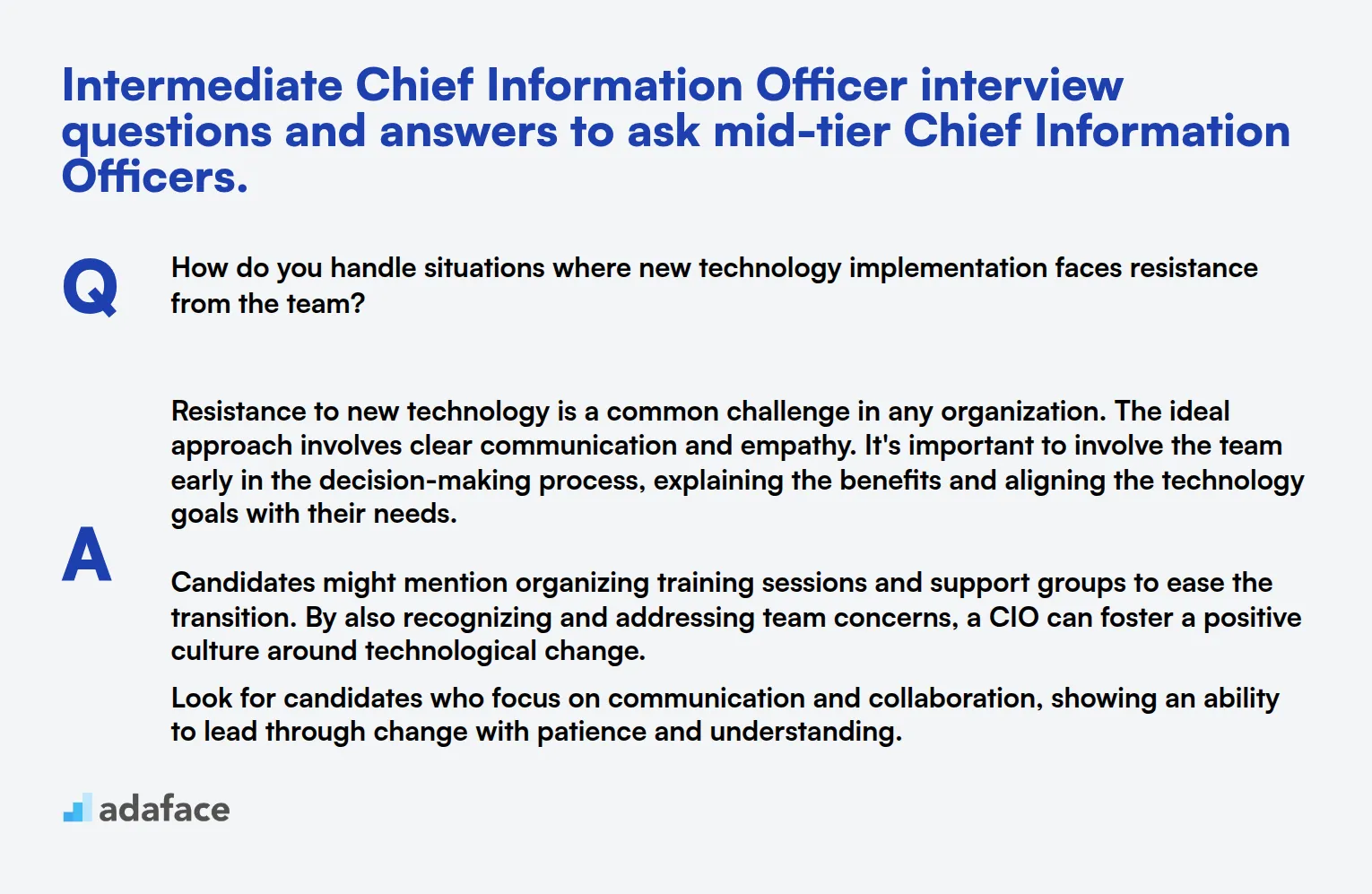 10 intermediate Chief Information Officer interview questions and answers to ask mid-tier Chief Information Officers.