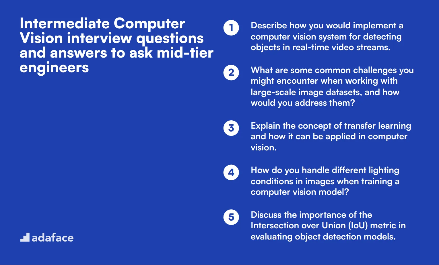 15 intermediate Computer Vision interview questions and answers to ask mid-tier engineers