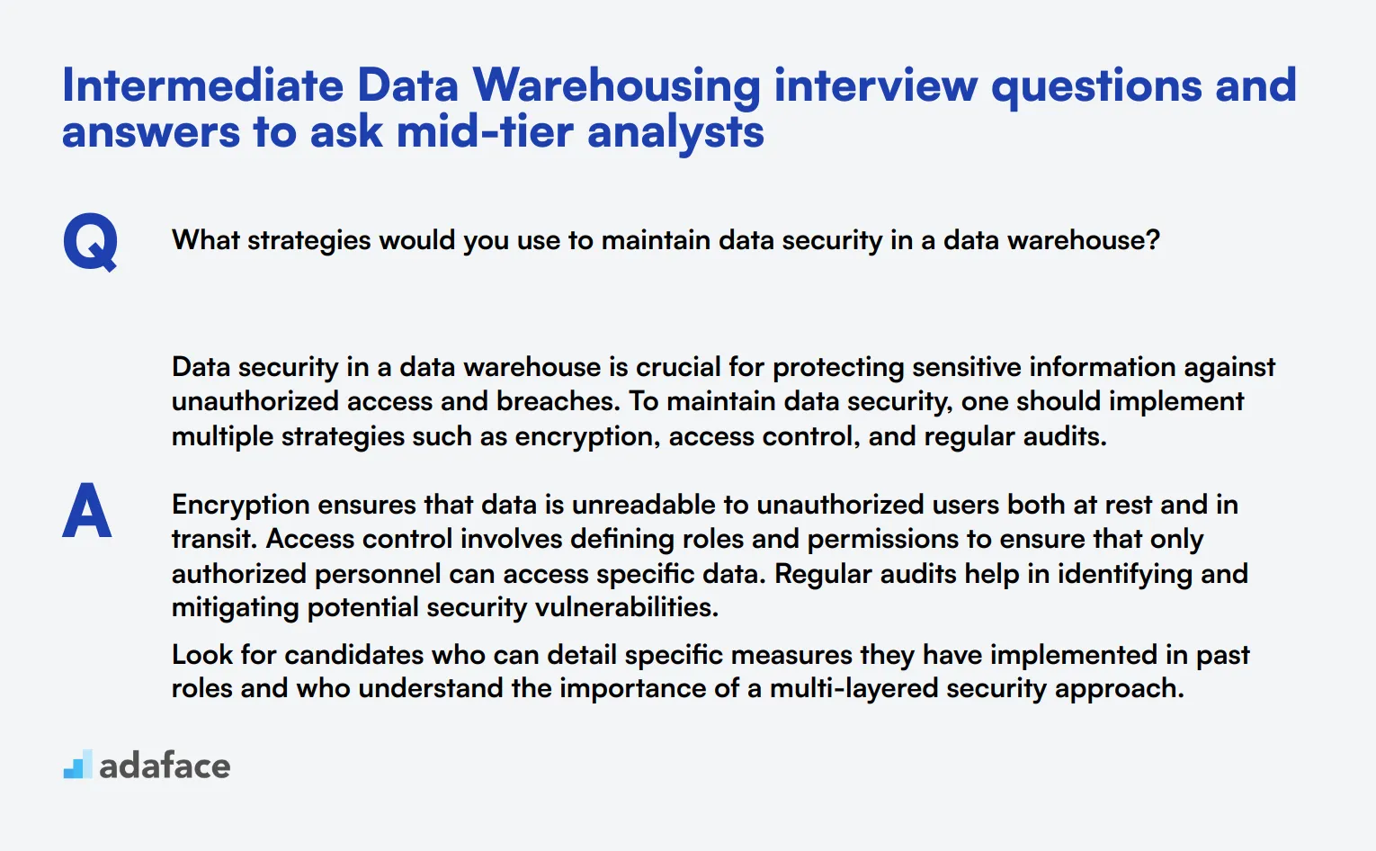 10 intermediate Data Warehousing interview questions and answers to ask mid-tier analysts