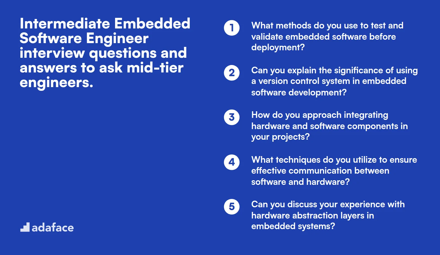 15 intermediate Embedded Software Engineer interview questions and answers to ask mid-tier engineers.
