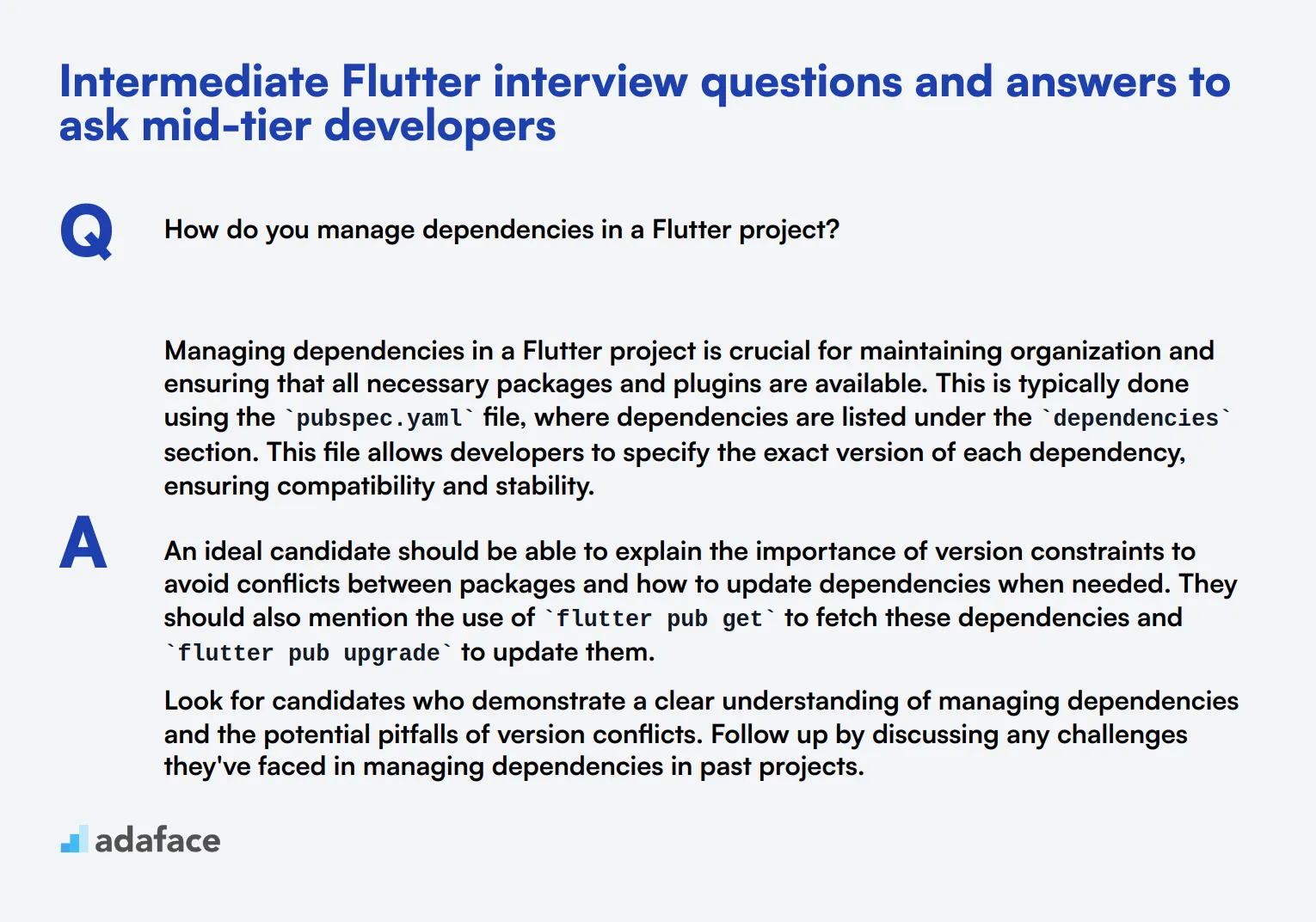 10 intermediate Flutter interview questions and answers to ask mid-tier developers