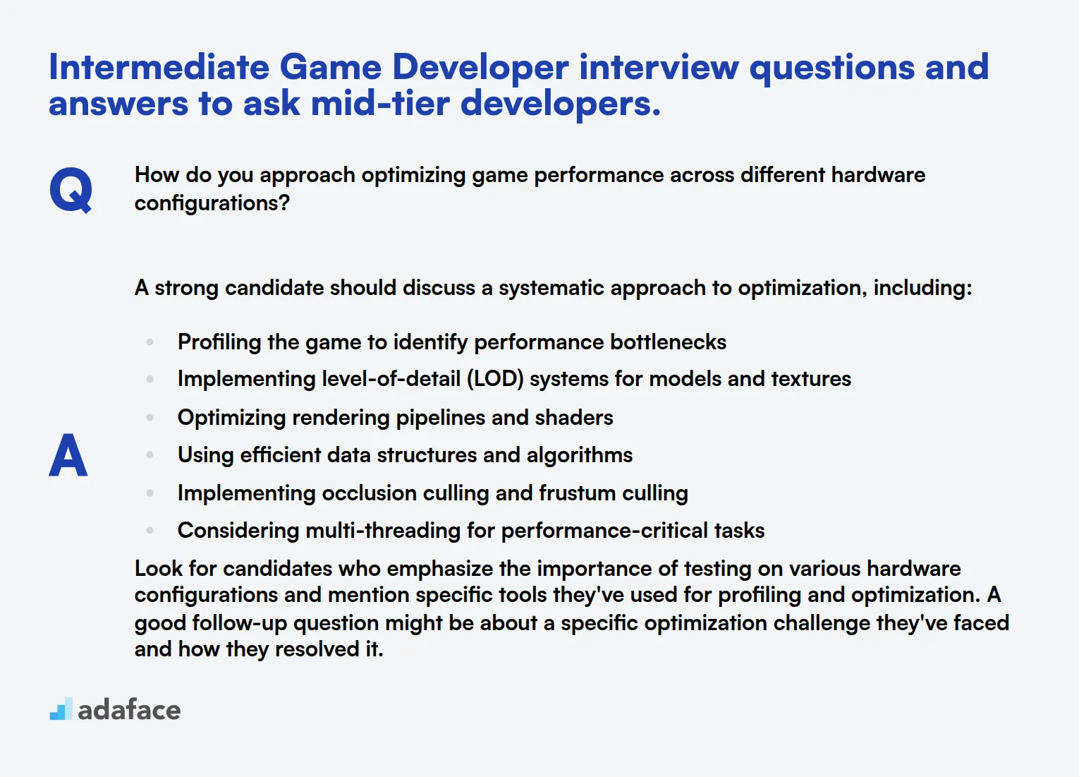 10 intermediate Game Developer interview questions and answers to ask mid-tier developers.