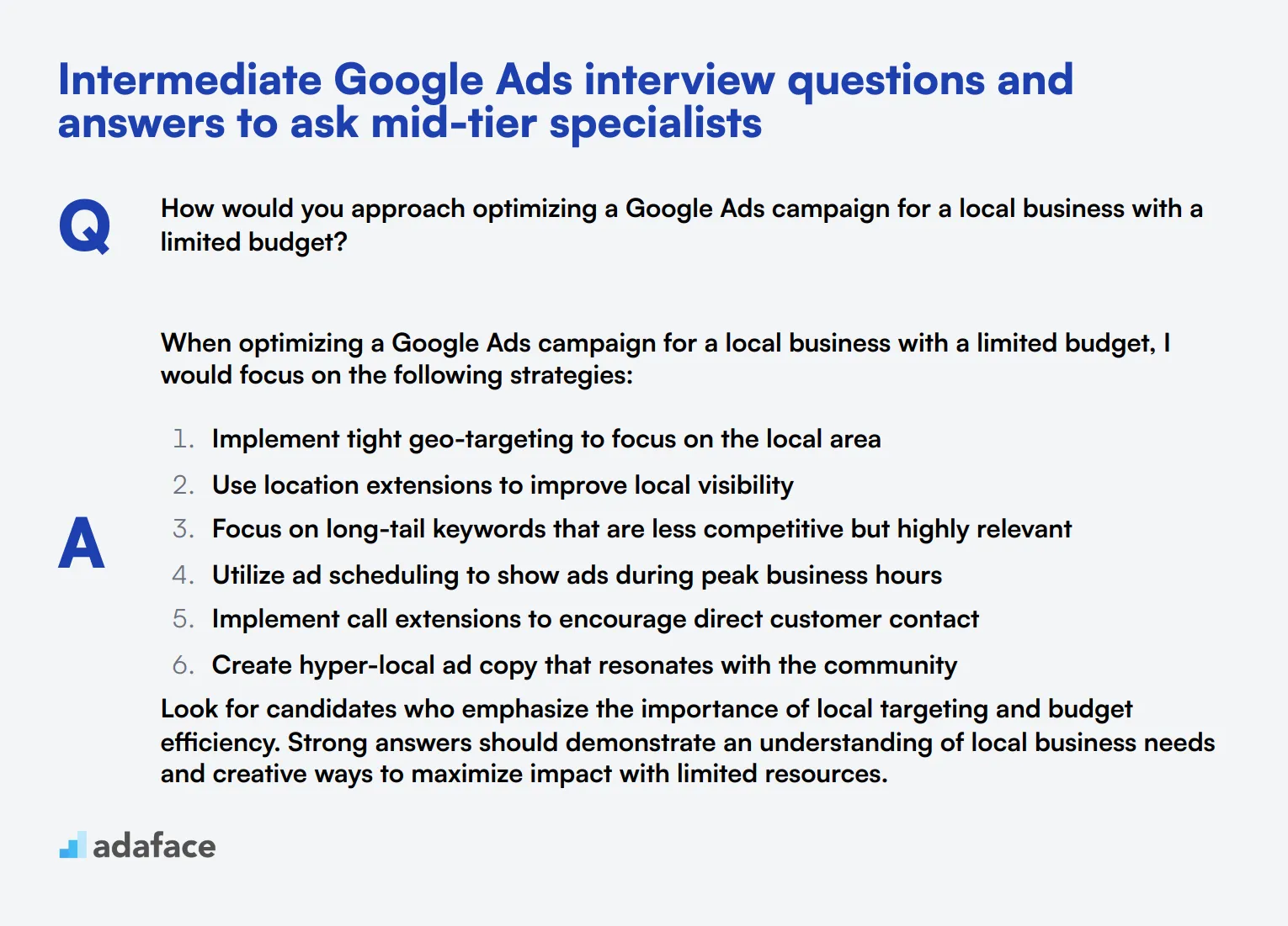 10 intermediate Google Ads interview questions and answers to ask mid-tier specialists