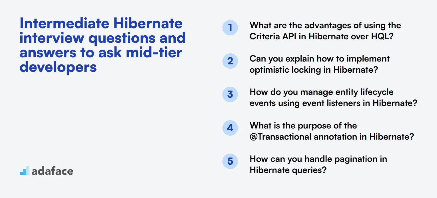 10 intermediate Hibernate interview questions and answers to ask mid-tier developers