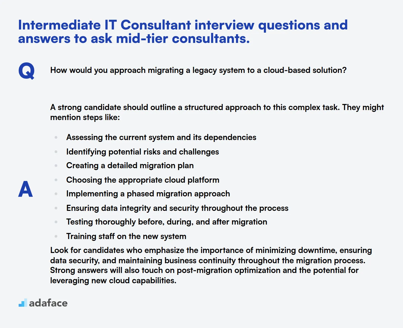 10 intermediate IT Consultant interview questions and answers to ask mid-tier consultants.