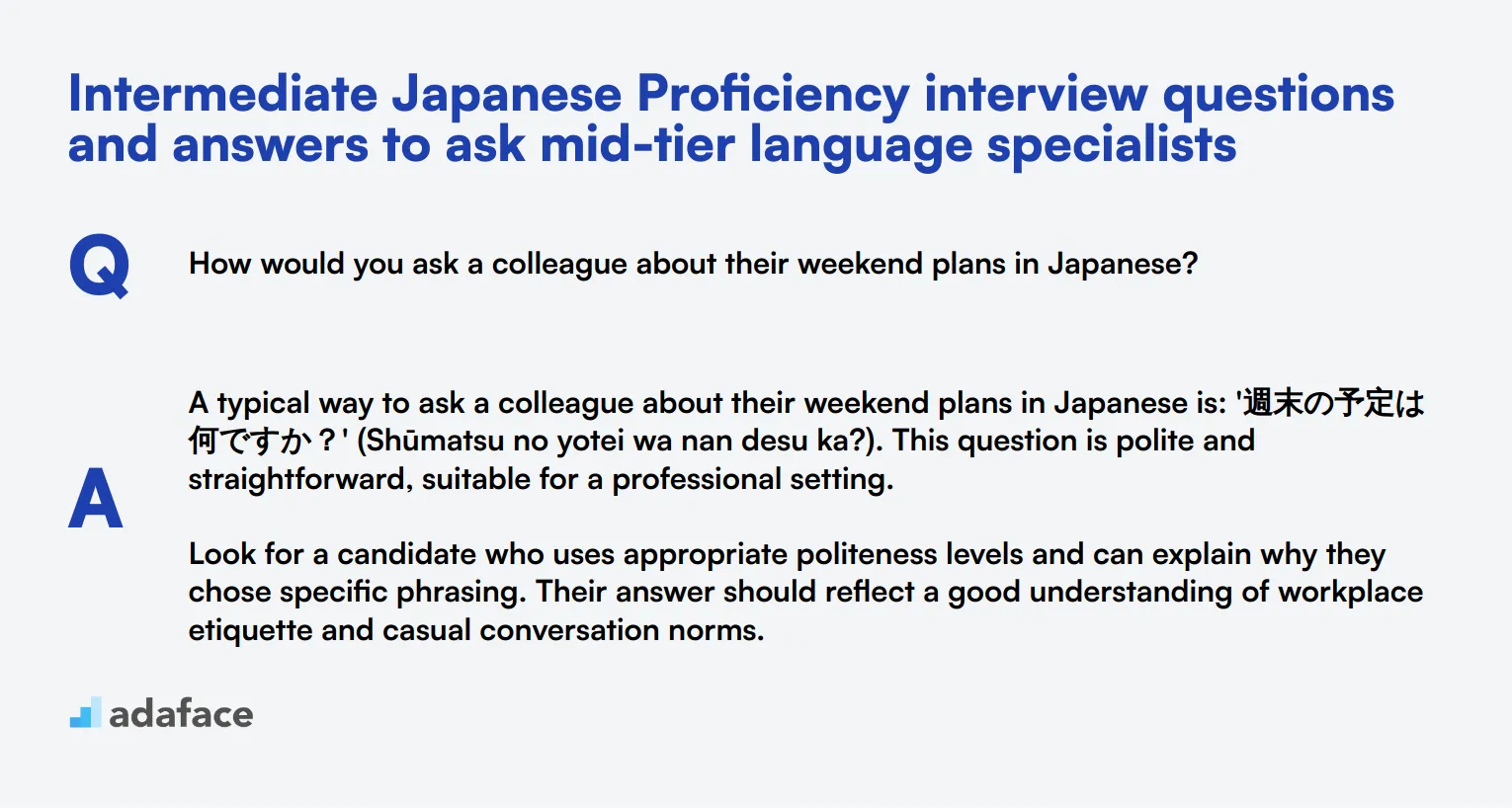 10 intermediate Japanese Proficiency interview questions and answers to ask mid-tier language specialists