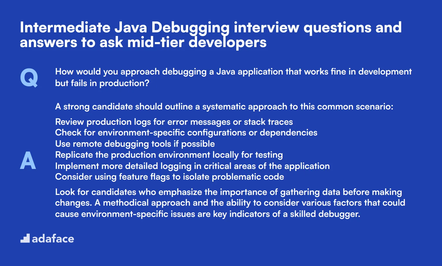 10 intermediate Java Debugging interview questions and answers to ask mid-tier developers