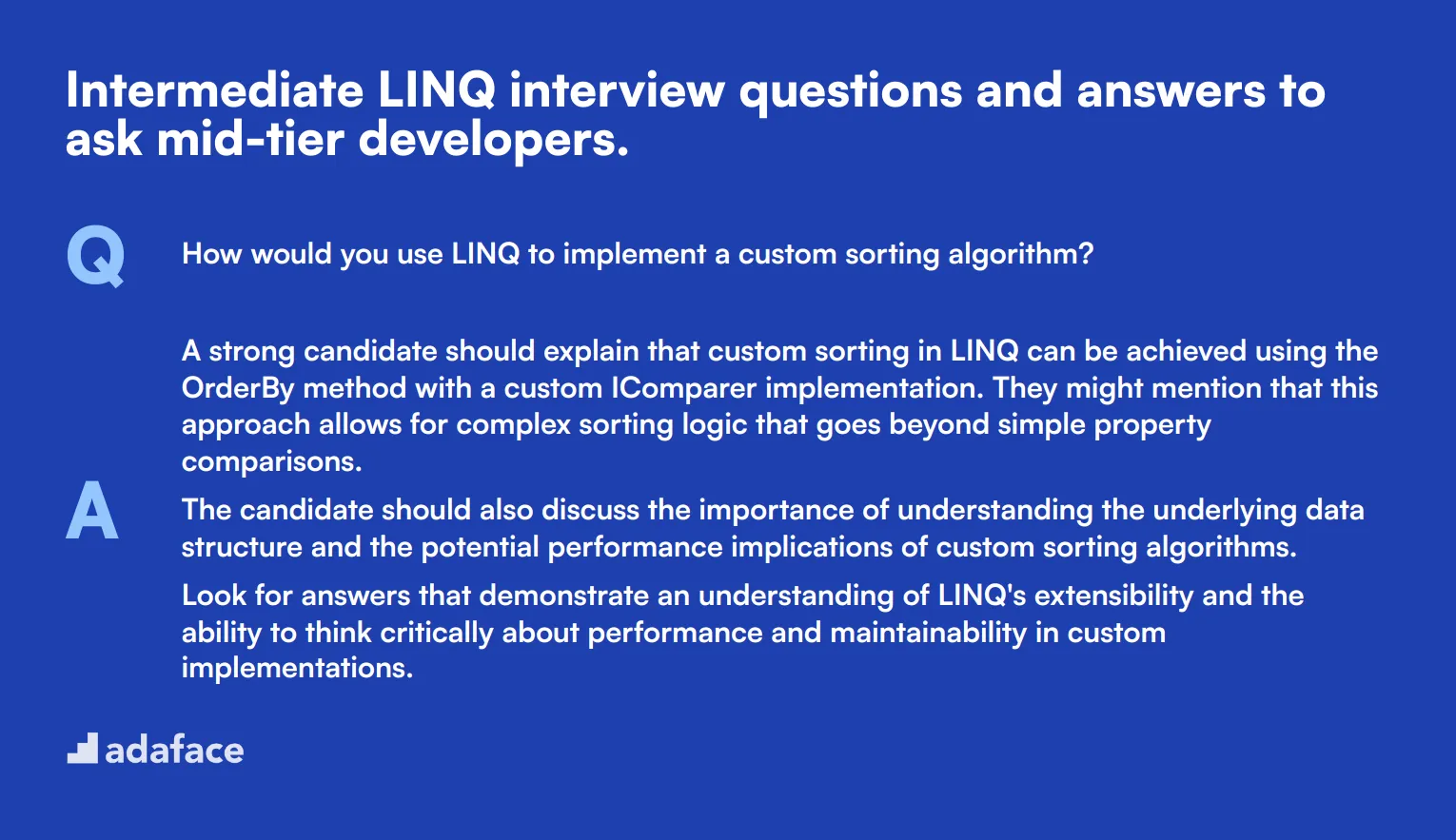 10 intermediate LINQ interview questions and answers to ask mid-tier developers.