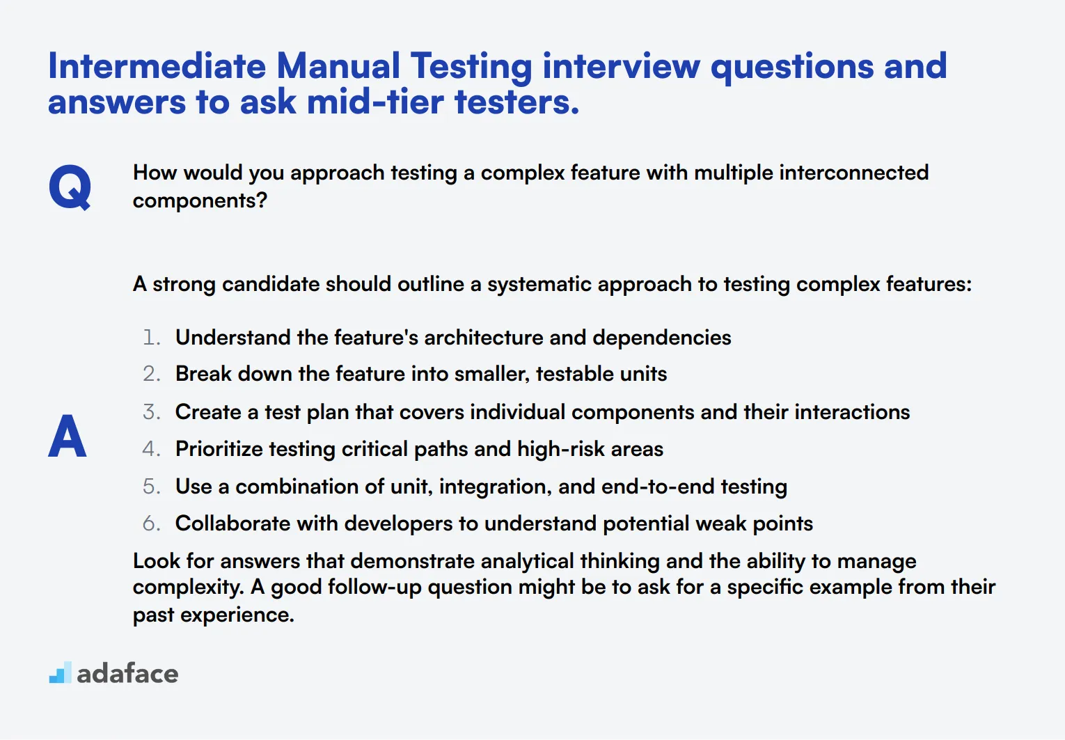 10 intermediate Manual Testing interview questions and answers to ask mid-tier testers.