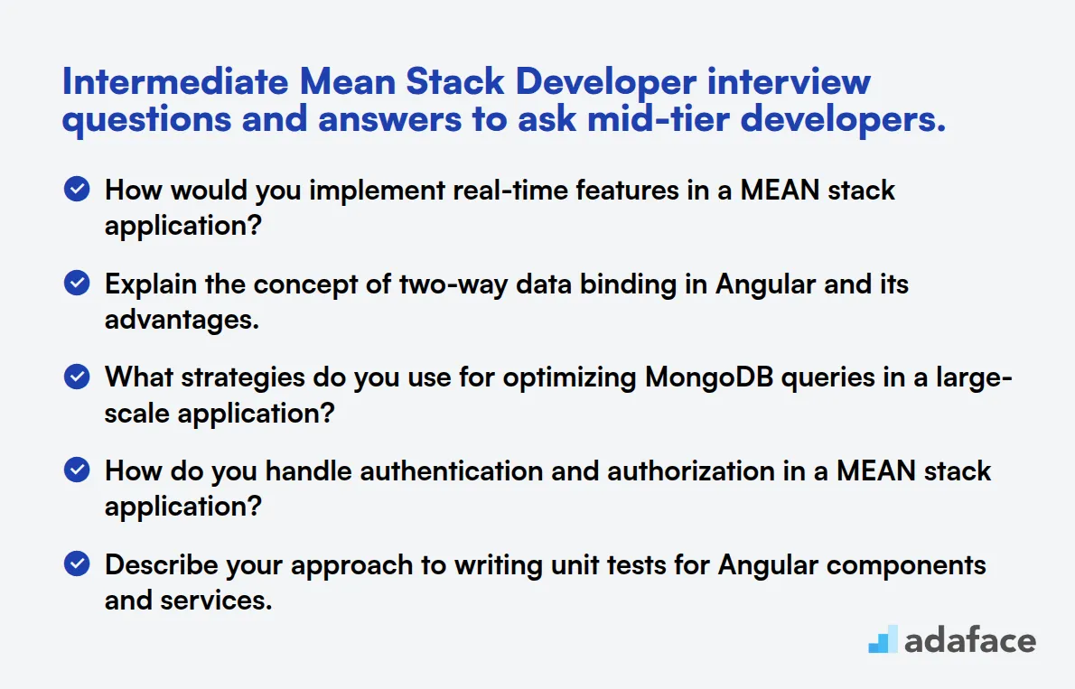 15 preguntas y respuestas de entrevista para desarrolladores MEAN Stack intermedios para preguntar a desarrolladores de nivel medio.
