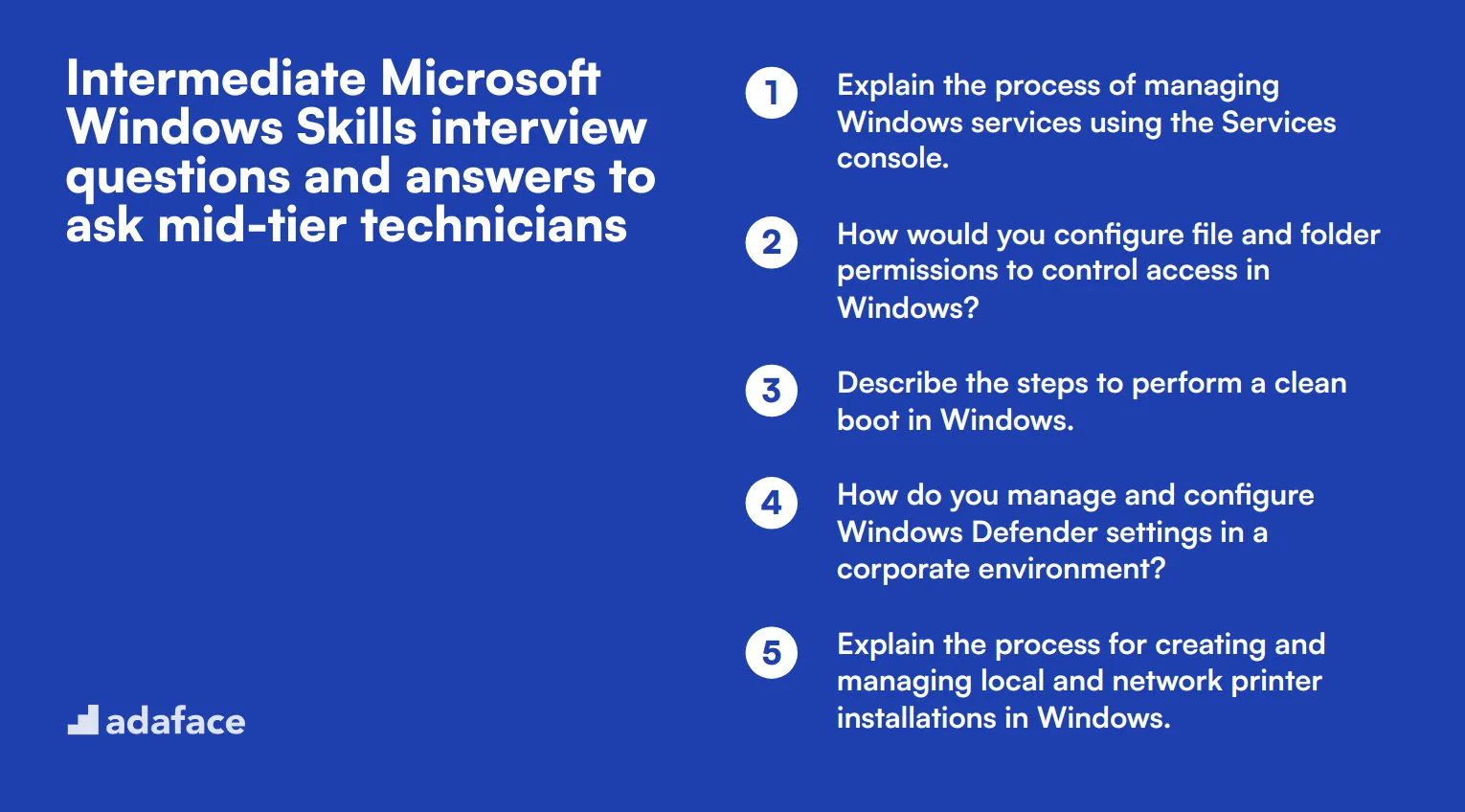 15 intermediate Microsoft Windows Skills interview questions and answers to ask mid-tier technicians