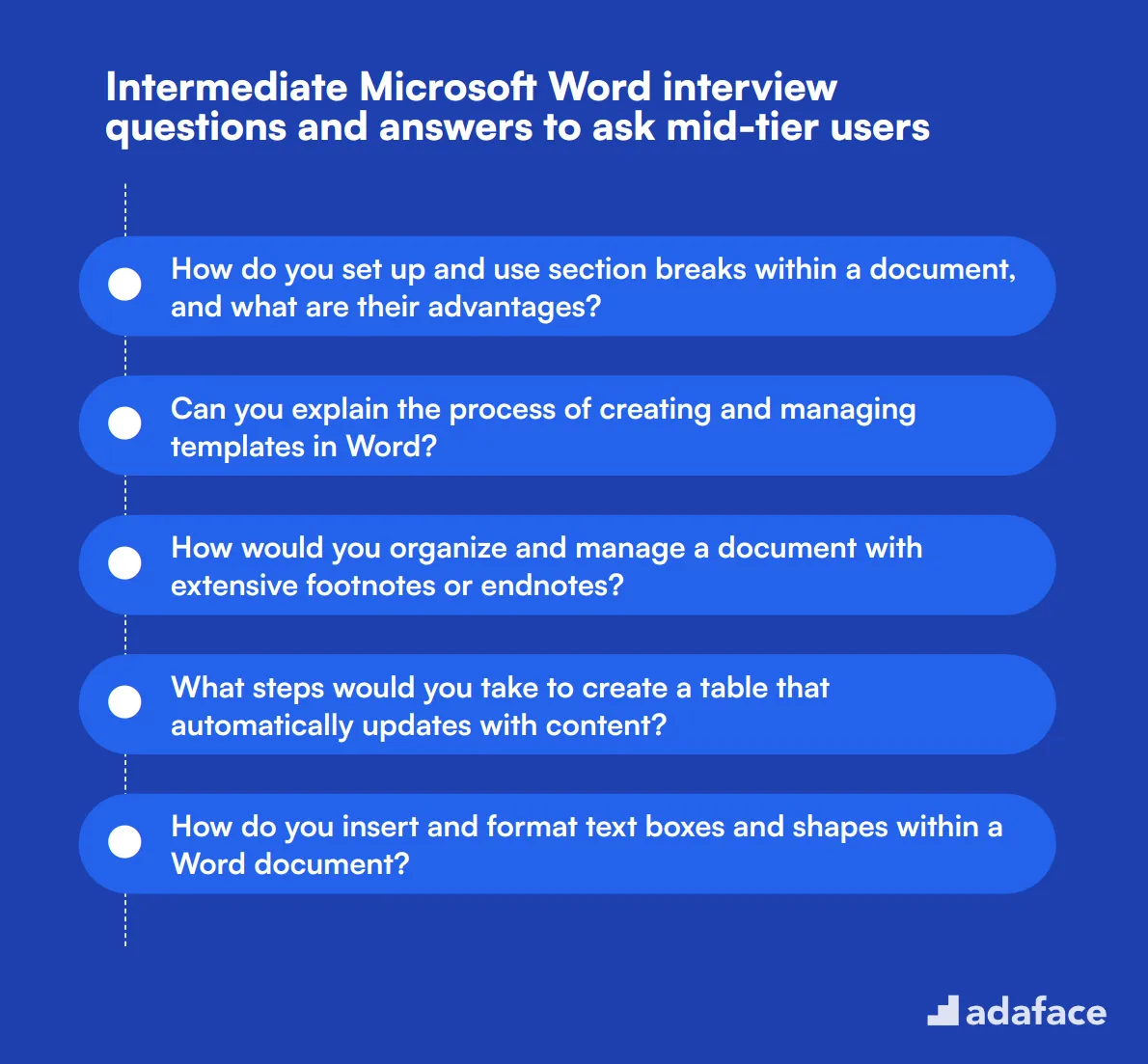 15 intermediate Microsoft Word interview questions and answers to ask mid-tier users