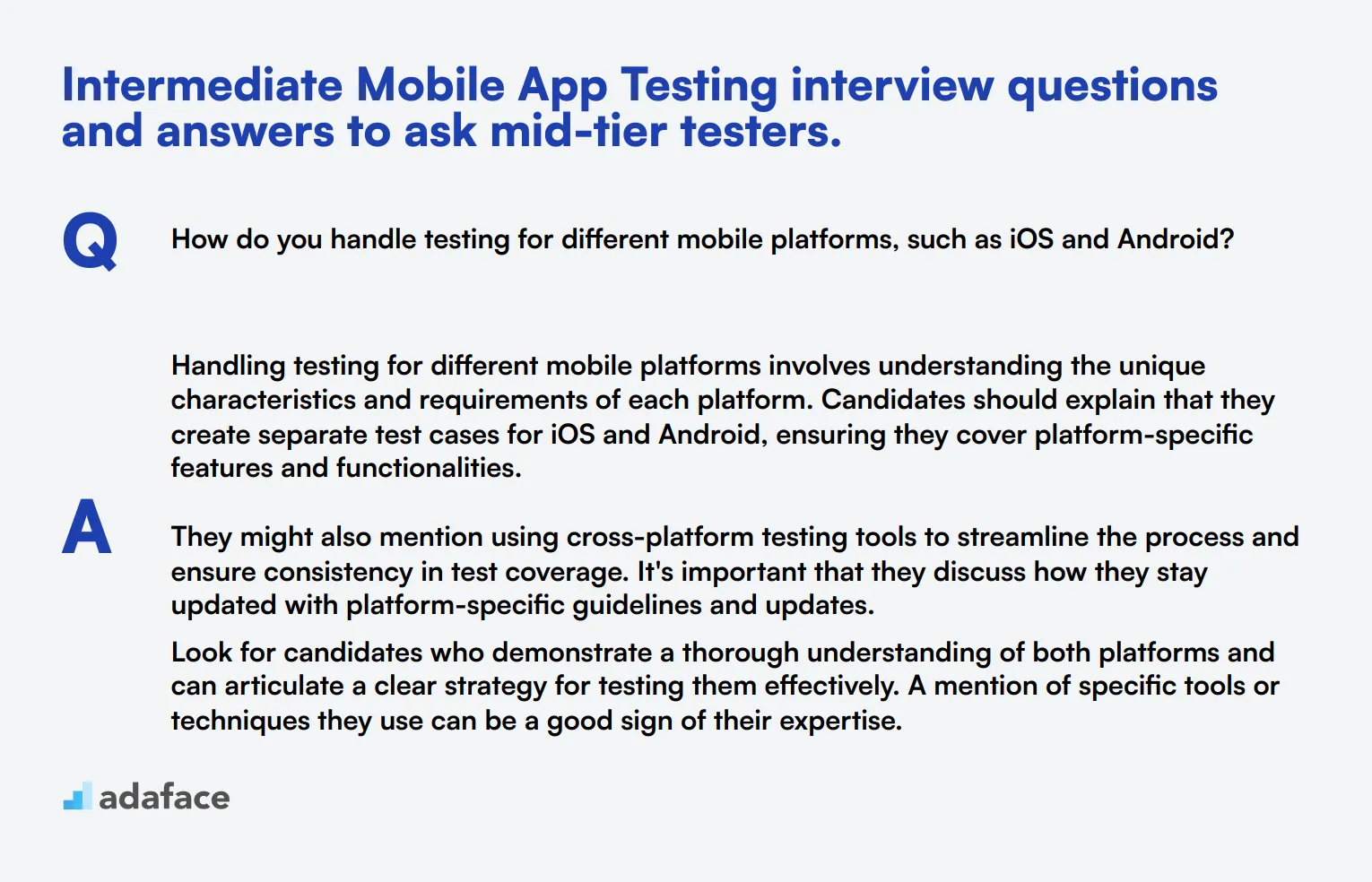 10 intermediate Mobile App Testing interview questions and answers to ask mid-tier testers.