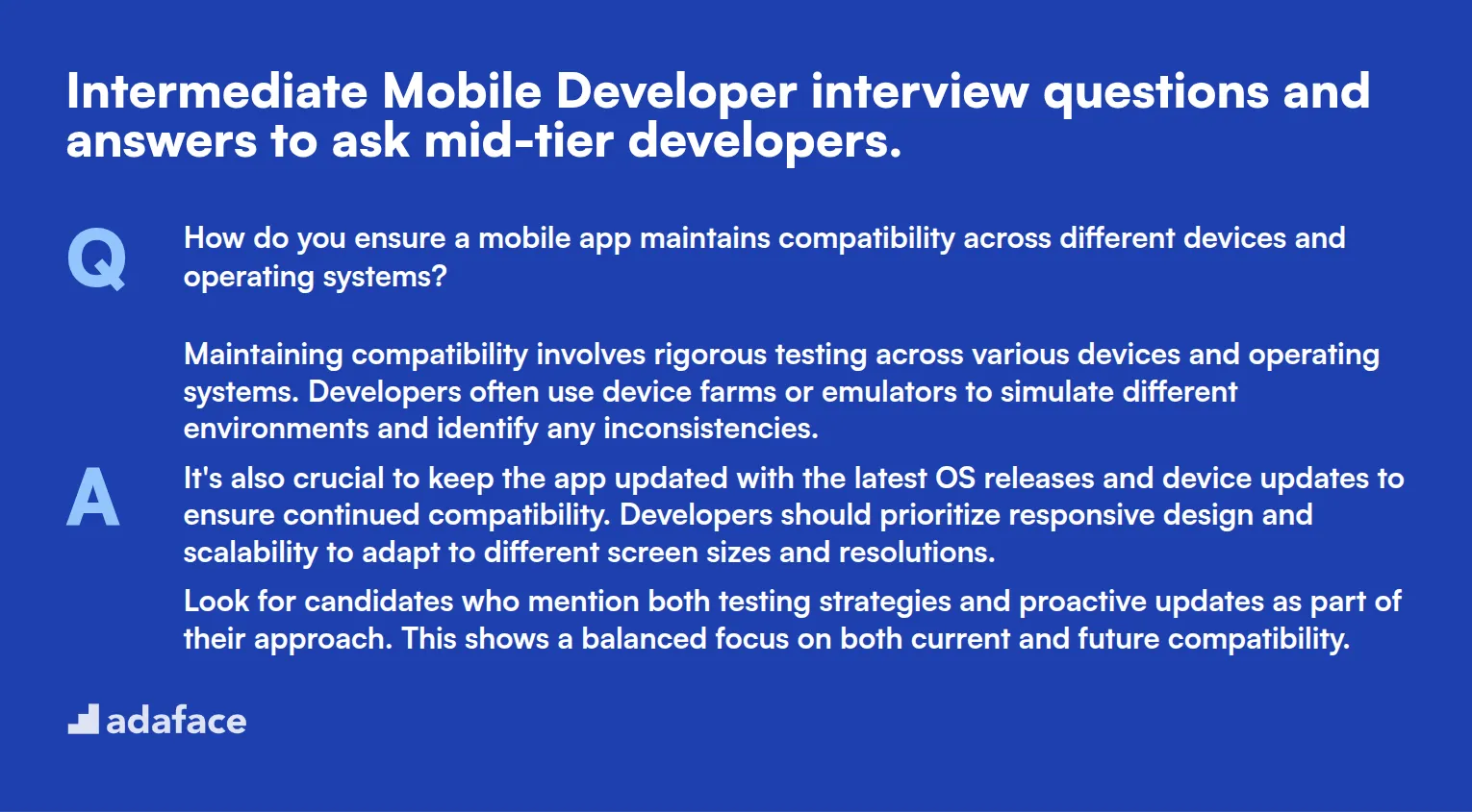 10 intermediate Mobile Developer interview questions and answers to ask mid-tier developers.