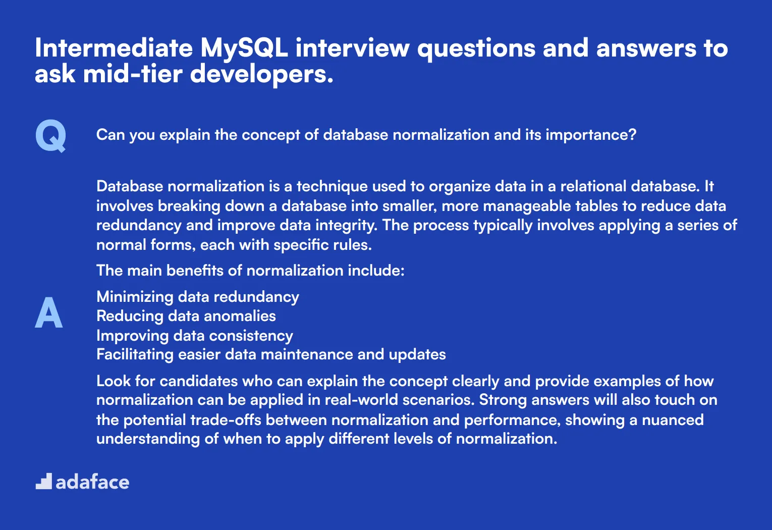 10 intermediate MySQL interview questions and answers to ask mid-tier developers.