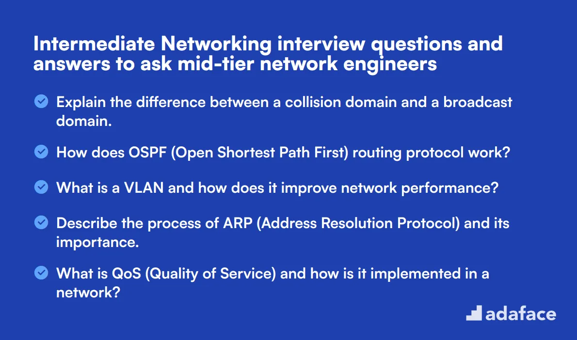 18 intermediate Networking interview questions and answers to ask mid-tier network engineers