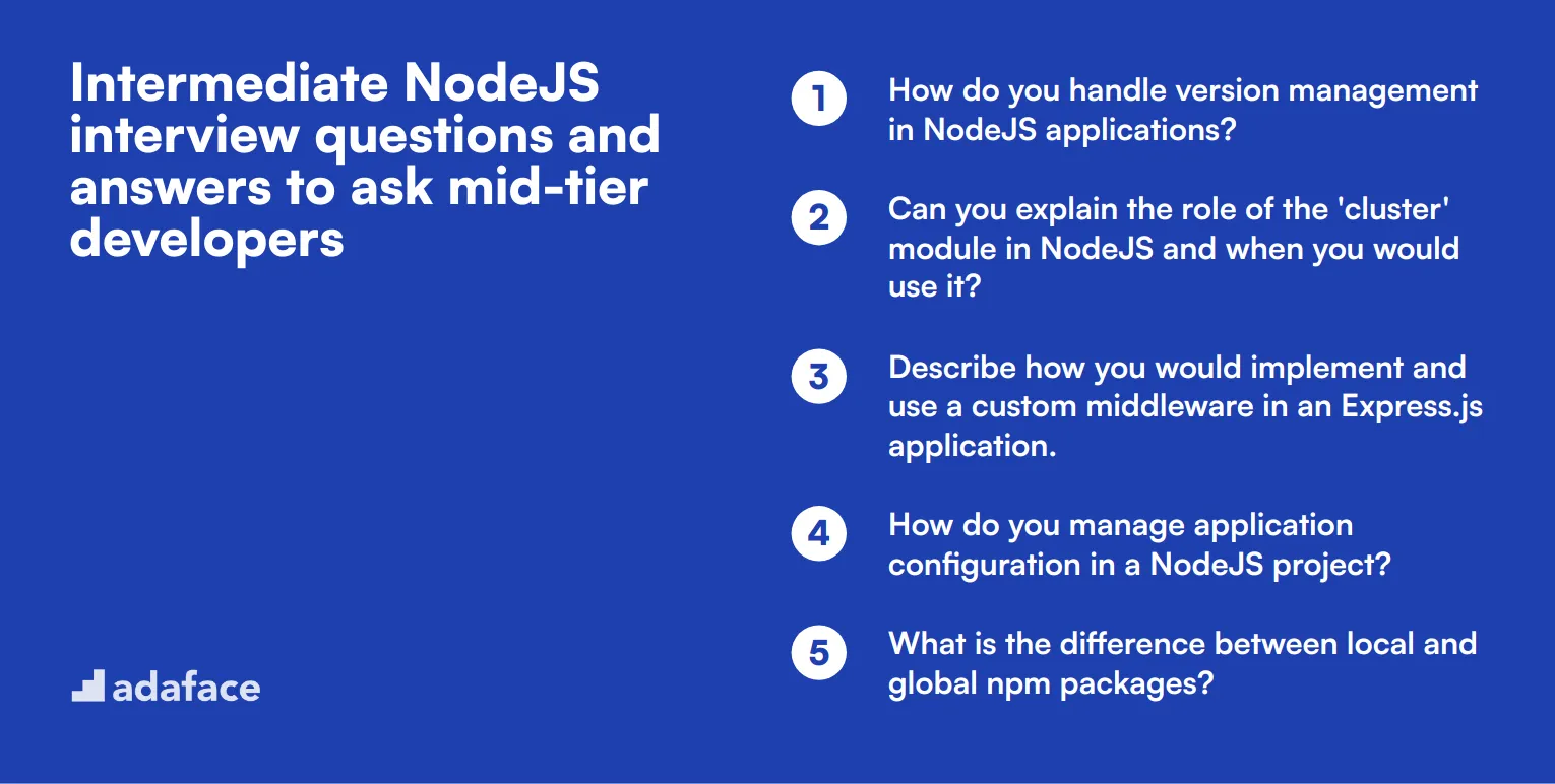 12 intermediate NodeJS interview questions and answers to ask mid-tier developers