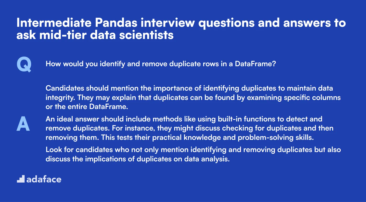 10 intermediate Pandas interview questions and answers to ask mid-tier data scientists