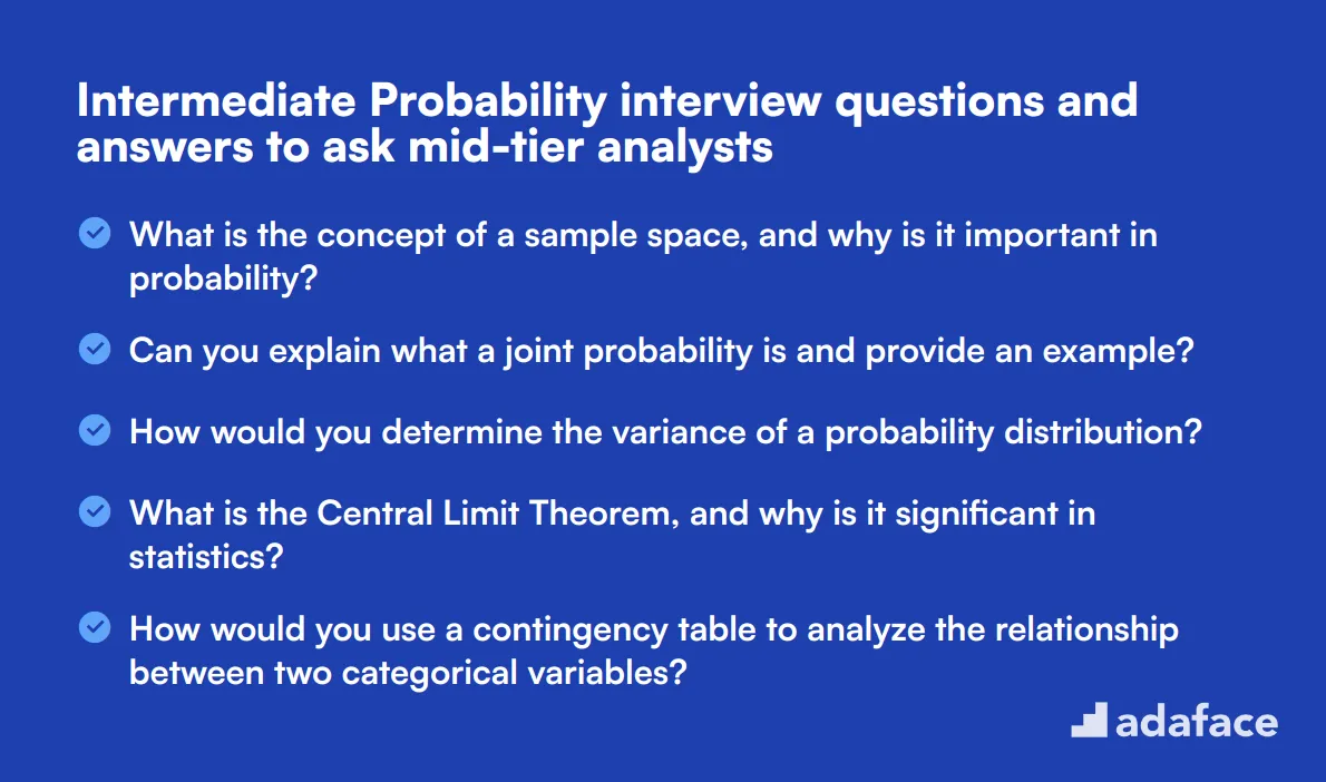 10 intermediate Probability interview questions and answers to ask mid-tier analysts