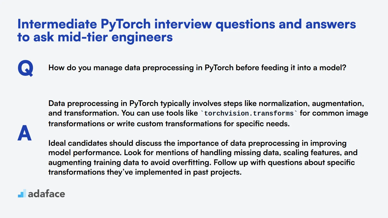 10 intermediate PyTorch interview questions and answers to ask mid-tier engineers