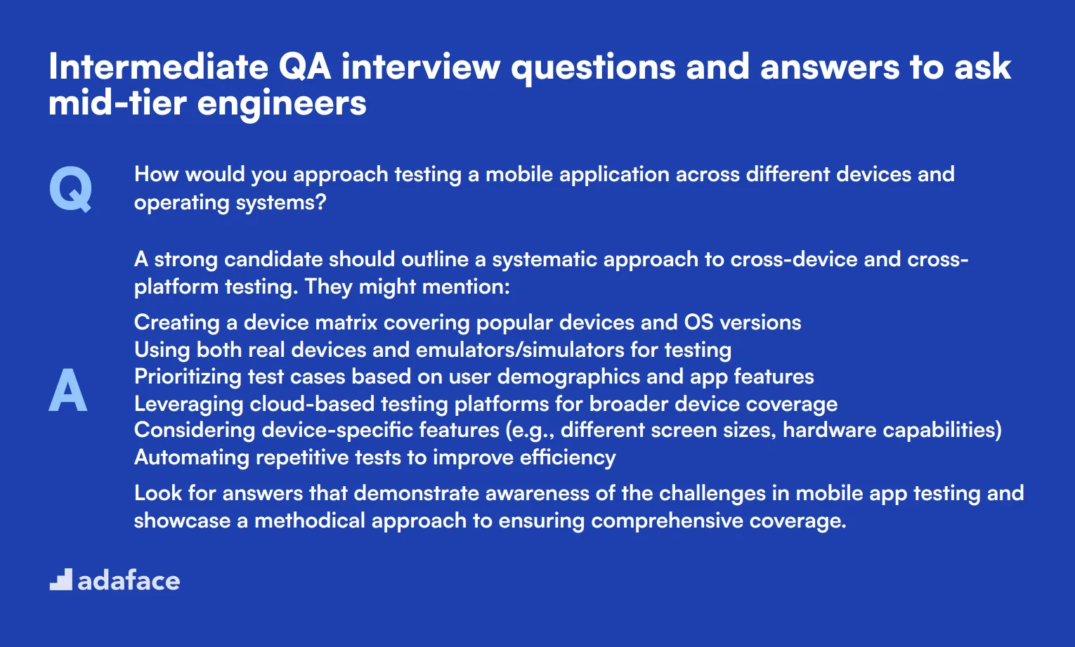 10 intermediate QA interview questions and answers to ask mid-tier engineers