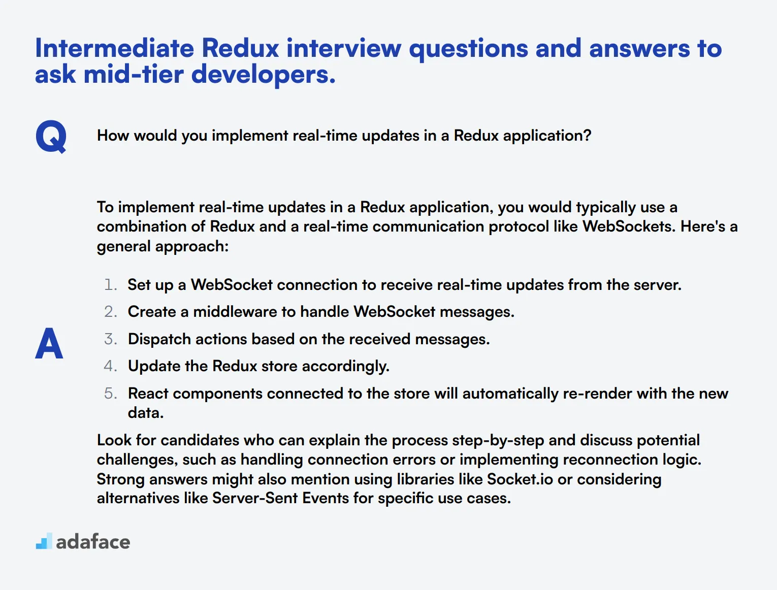 10 intermediate Redux interview questions and answers to ask mid-tier developers.