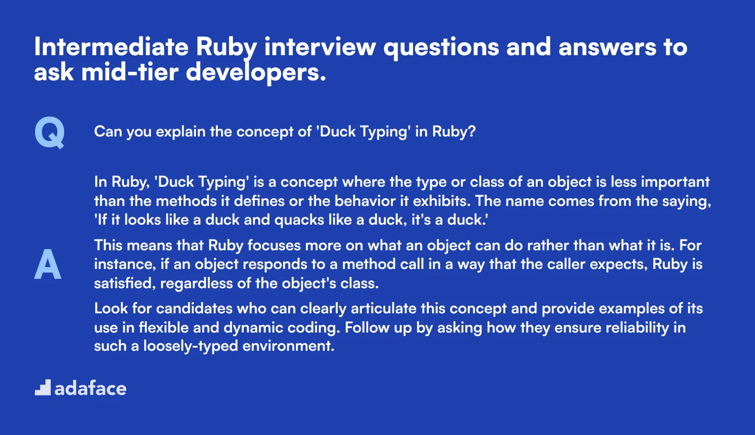 10 intermediate Ruby interview questions and answers to ask mid-tier developers.