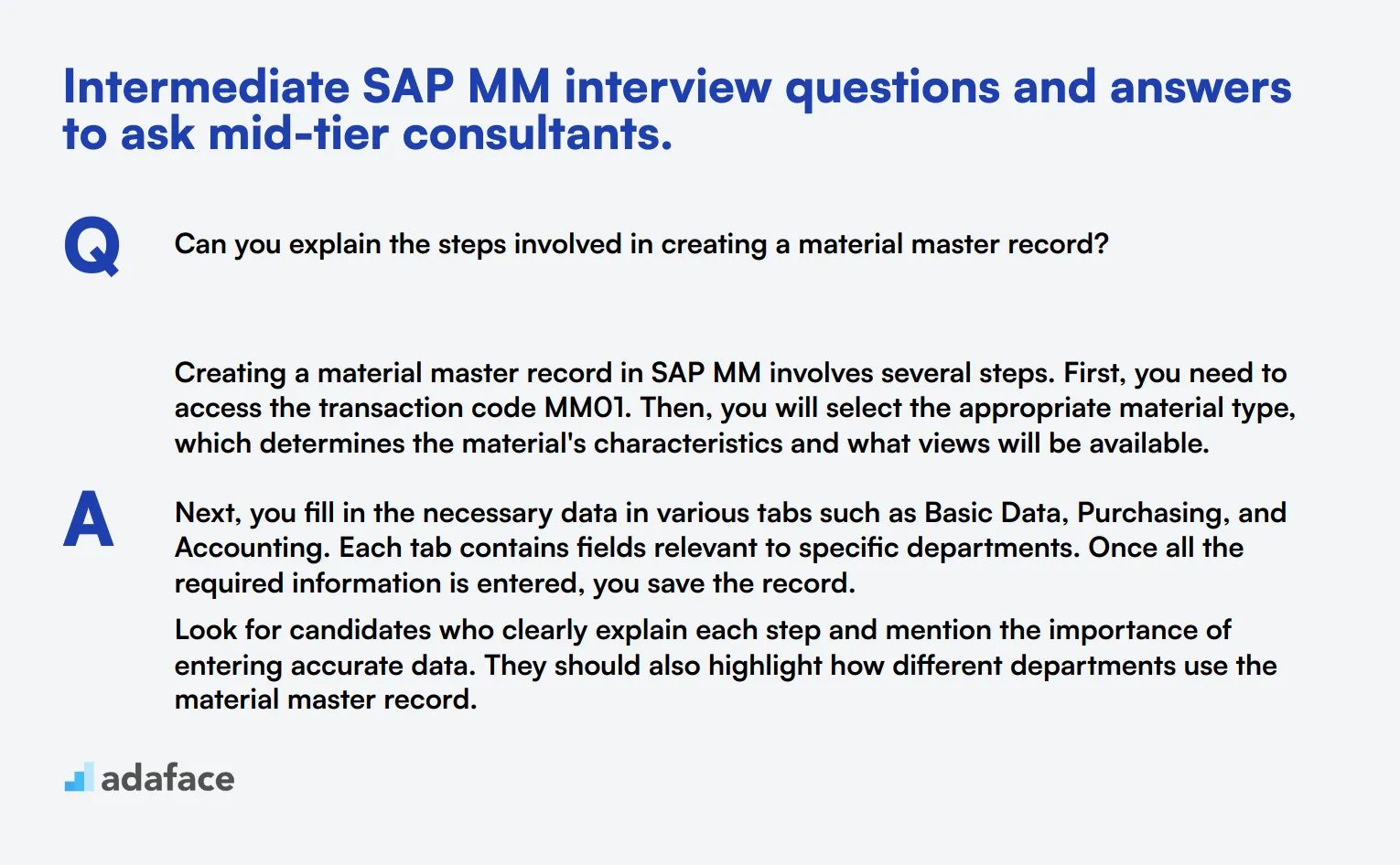 10 intermediate SAP MM interview questions and answers to ask mid-tier consultants.