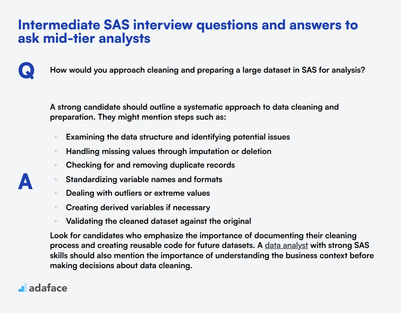 10 intermediate SAS interview questions and answers to ask mid-tier analysts