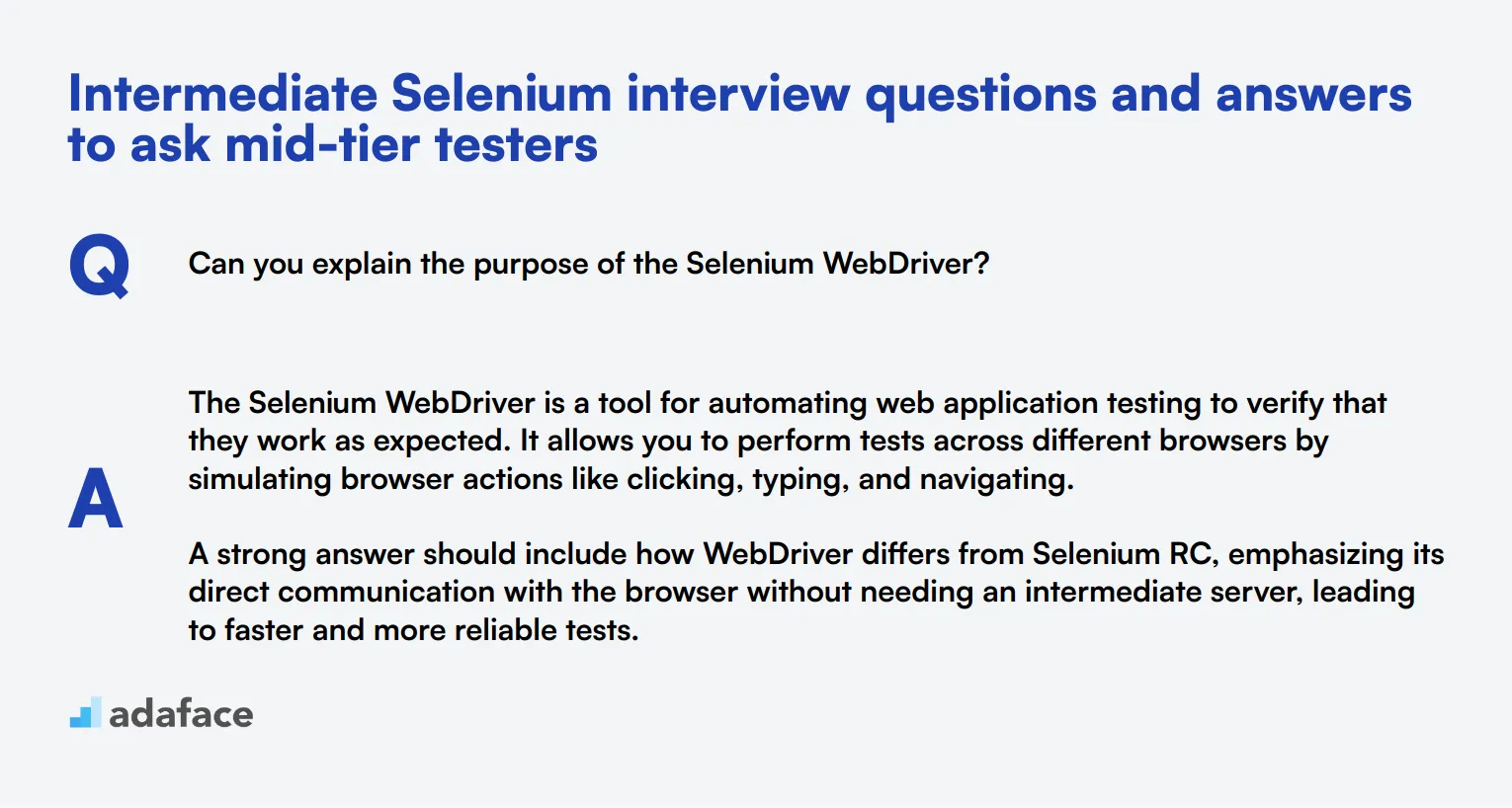 10 intermediate Selenium interview questions and answers to ask mid-tier testers