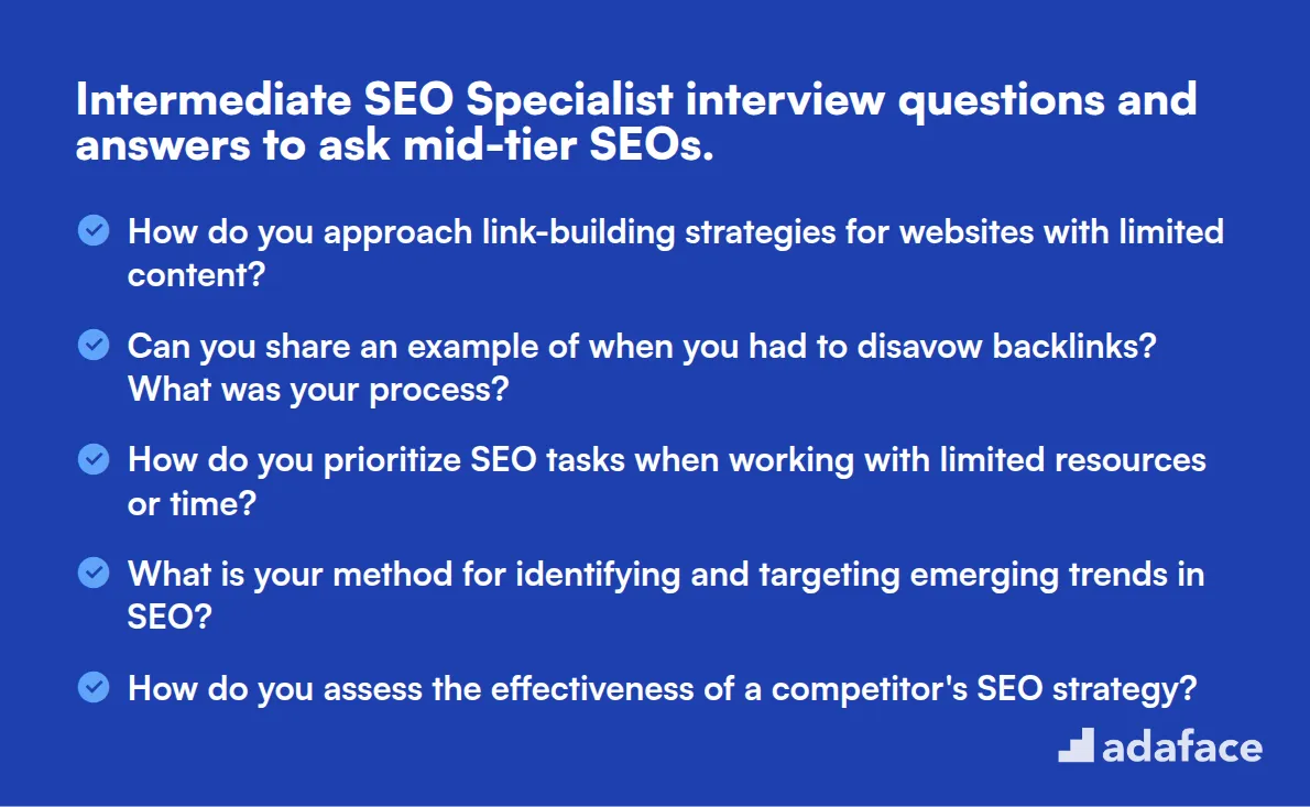 15 preguntas y respuestas de entrevistas para especialistas en SEO intermedios para hacer a los SEO de nivel medio.