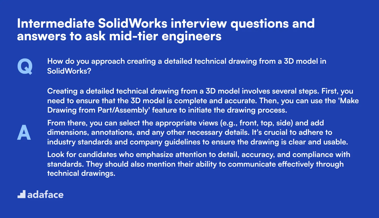 10 intermediate SolidWorks interview questions and answers to ask mid-tier engineers