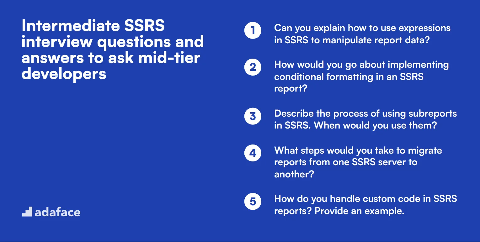 15 intermediate SSRS interview questions and answers to ask mid-tier developers