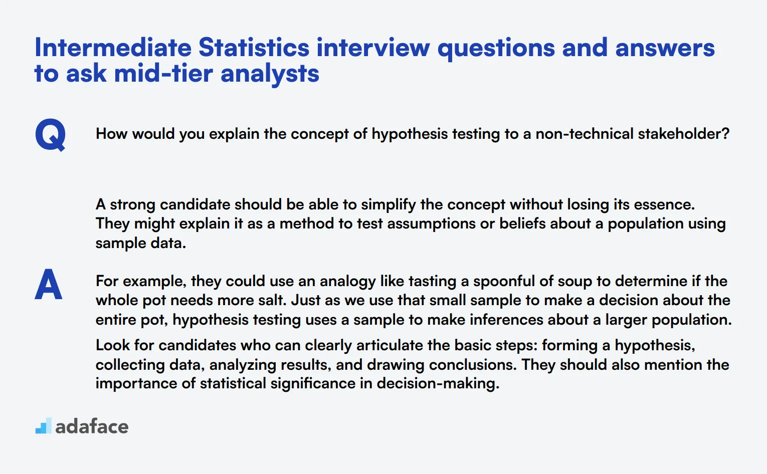 10 intermediate Statistics interview questions and answers to ask mid-tier analysts