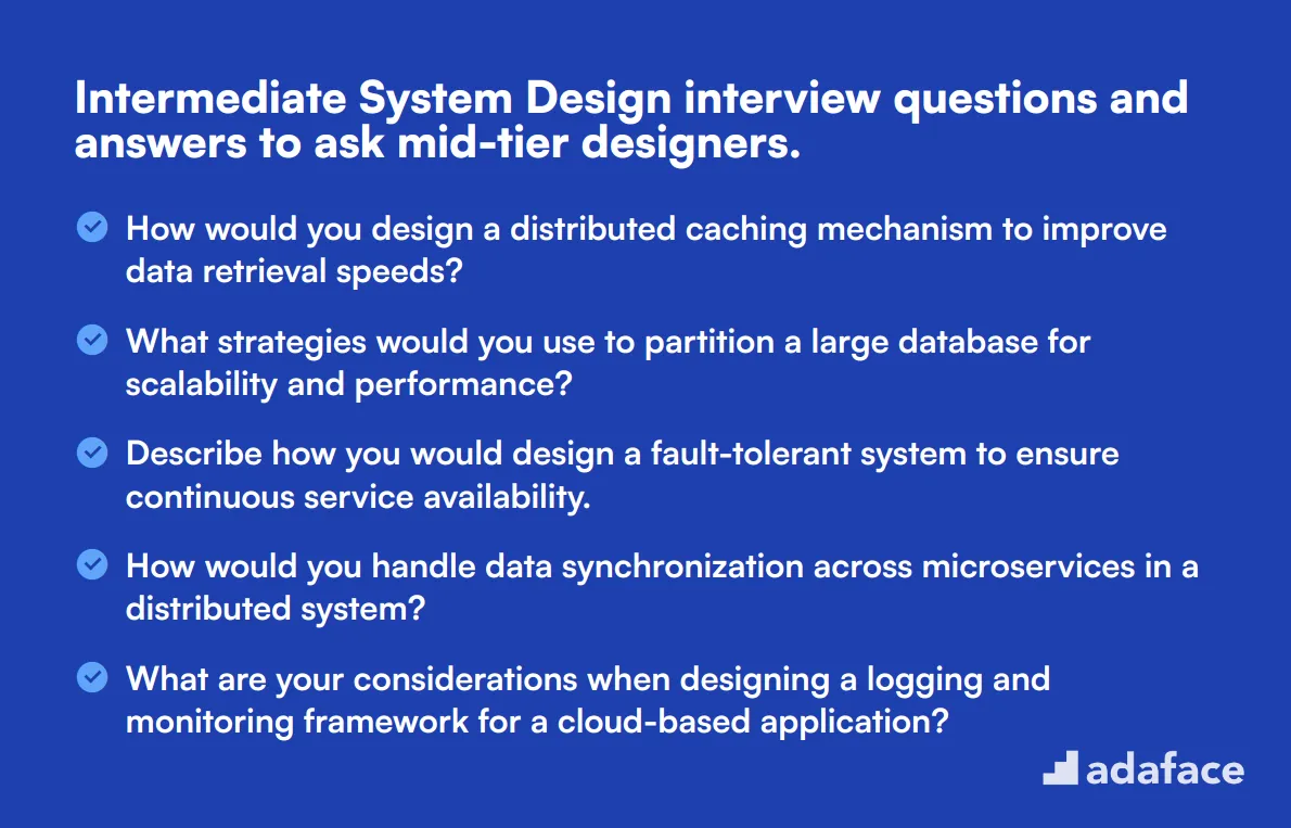 15 intermediate System Design interview questions and answers to ask mid-tier designers.