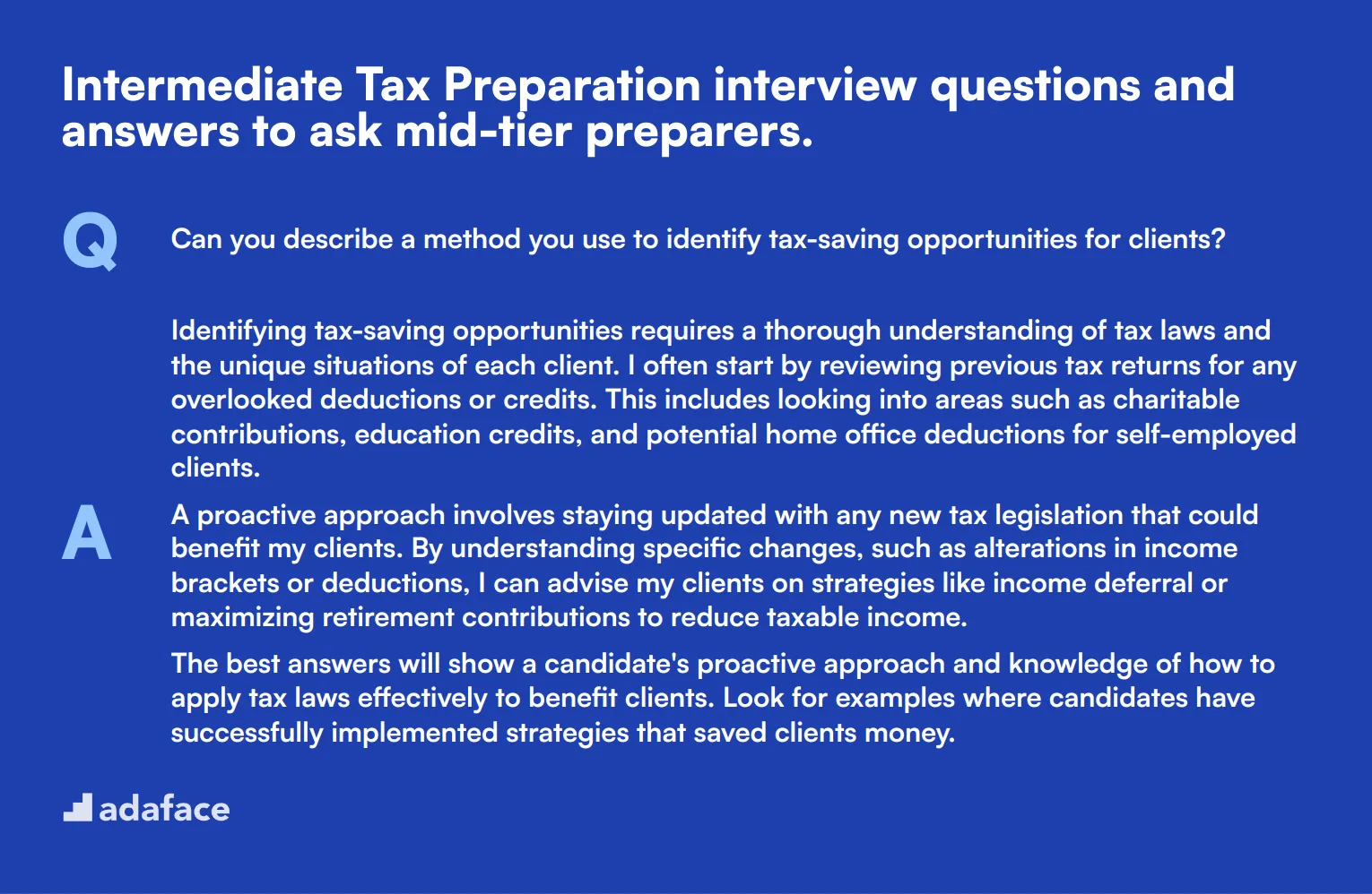 10 intermediate Tax Preparation interview questions and answers to ask mid-tier preparers.