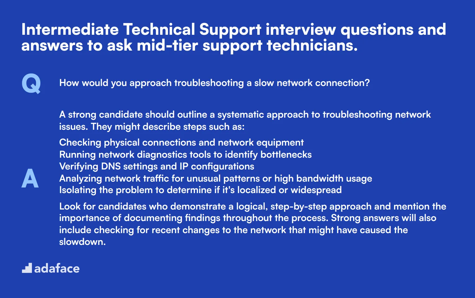 10 intermediate Technical Support interview questions and answers to ask mid-tier support technicians.