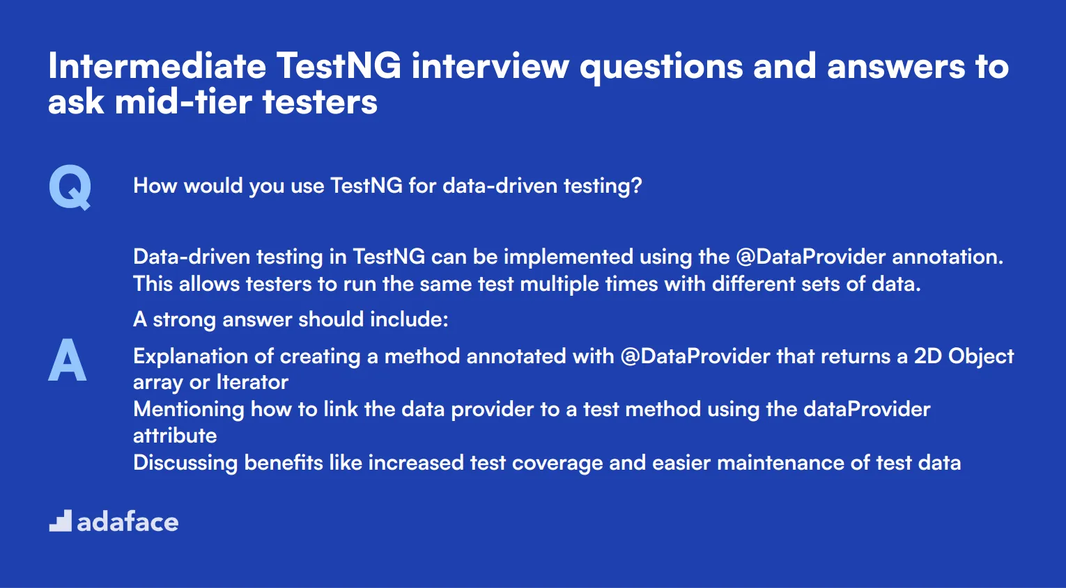 10 intermediate TestNG interview questions and answers to ask mid-tier testers