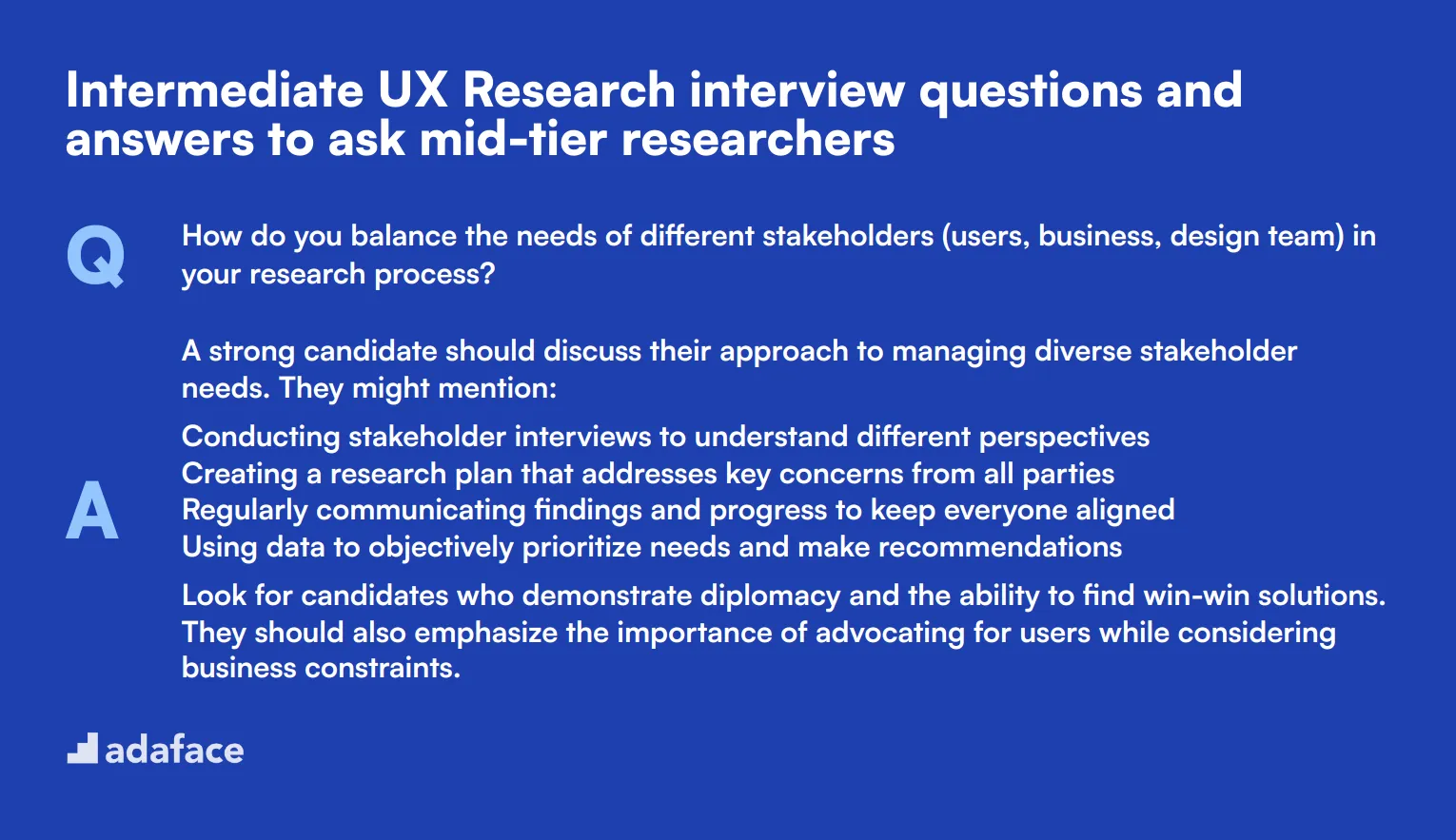 10 intermediate UX Research interview questions and answers to ask mid-tier researchers