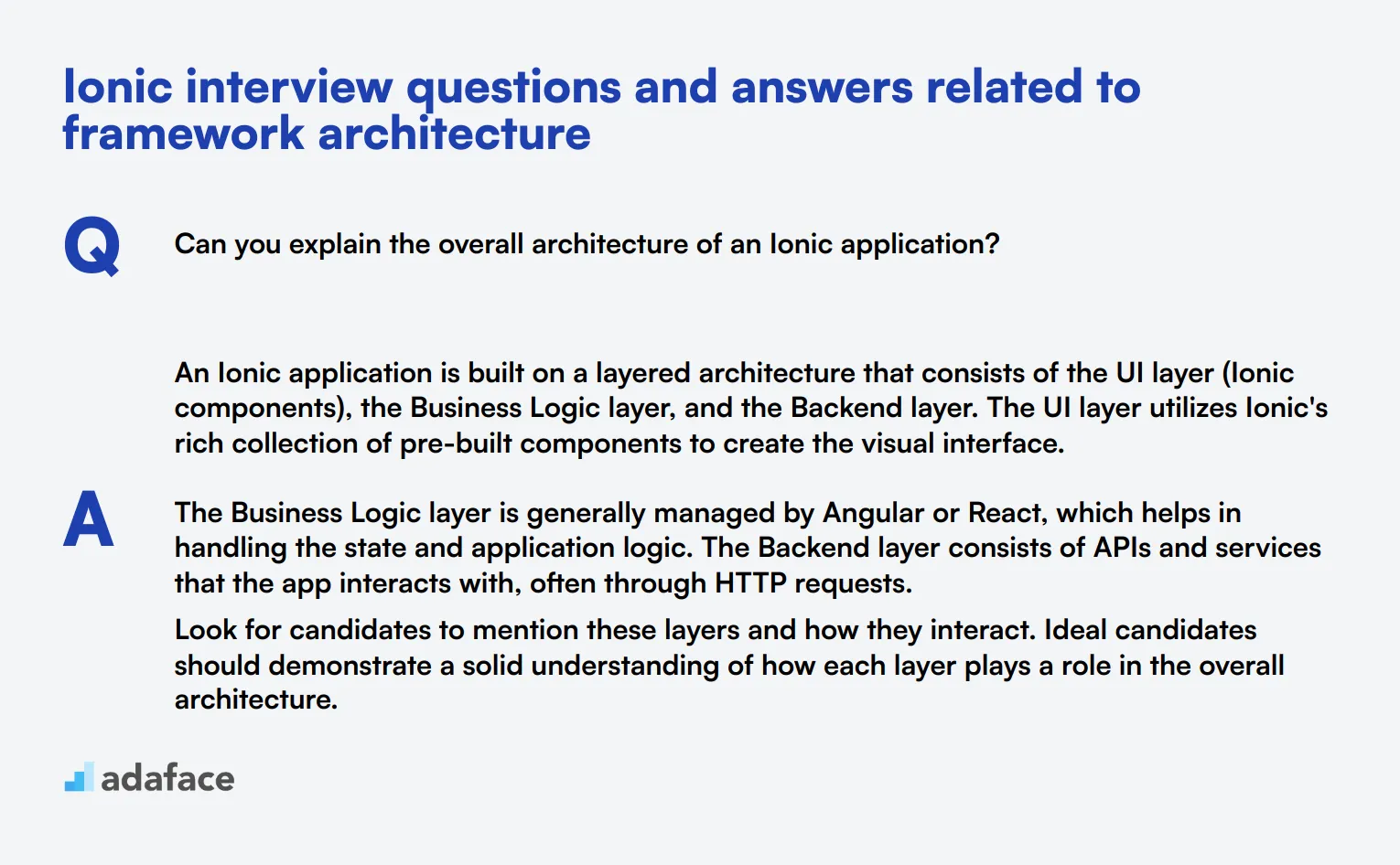 7 Ionic interview questions and answers related to framework architecture