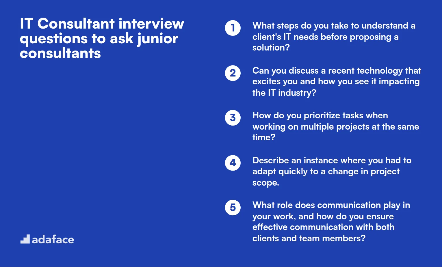 20 IT Consultant interview questions to ask junior consultants