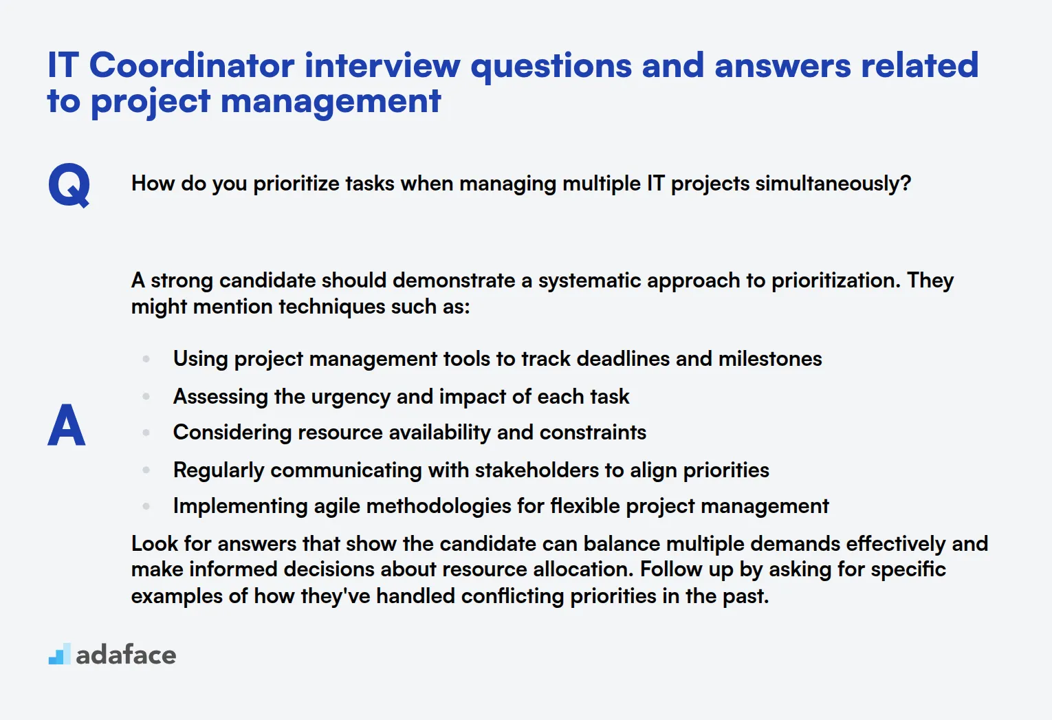 7 IT Coordinator interview questions and answers related to project management
