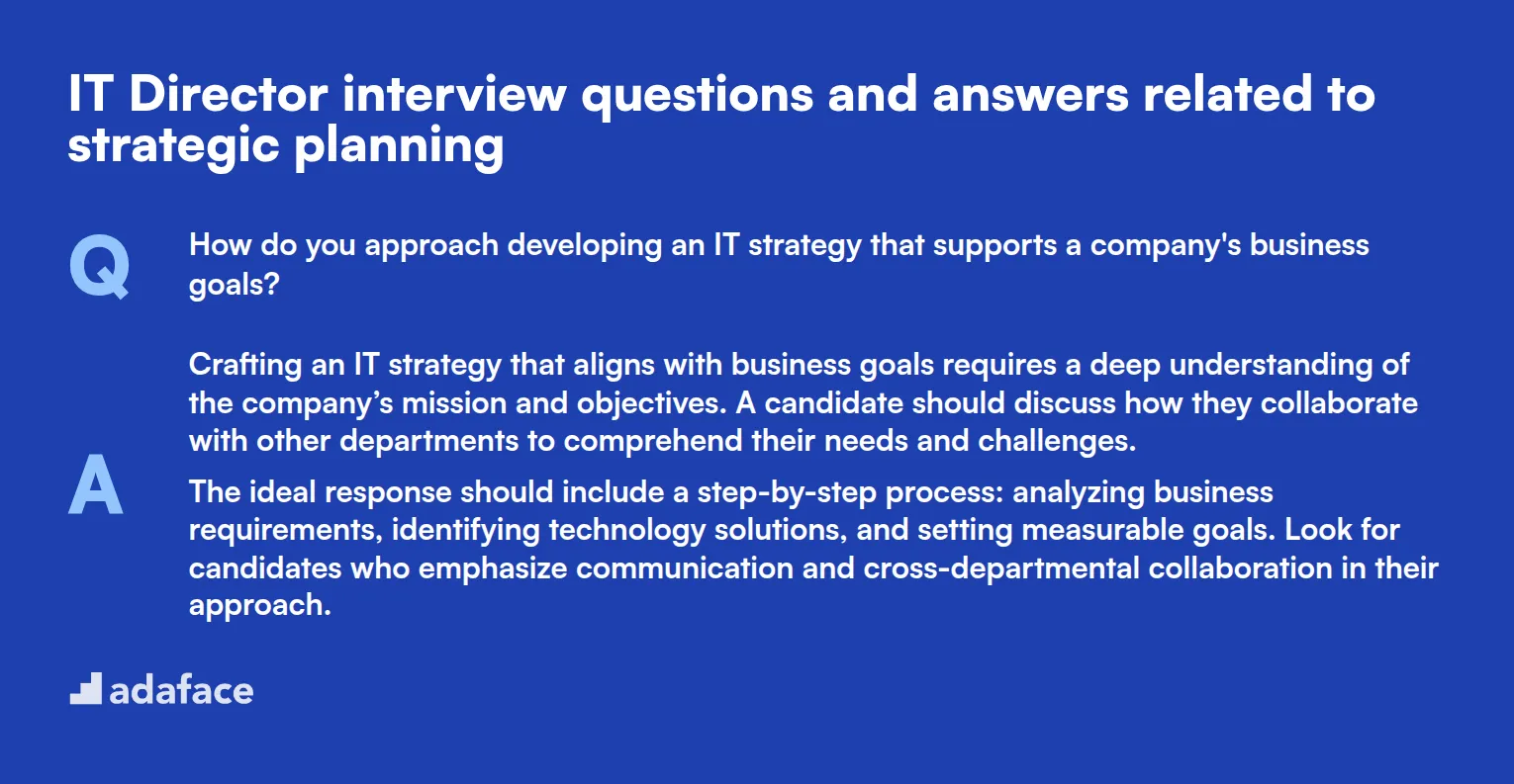 9 IT Director interview questions and answers related to strategic planning