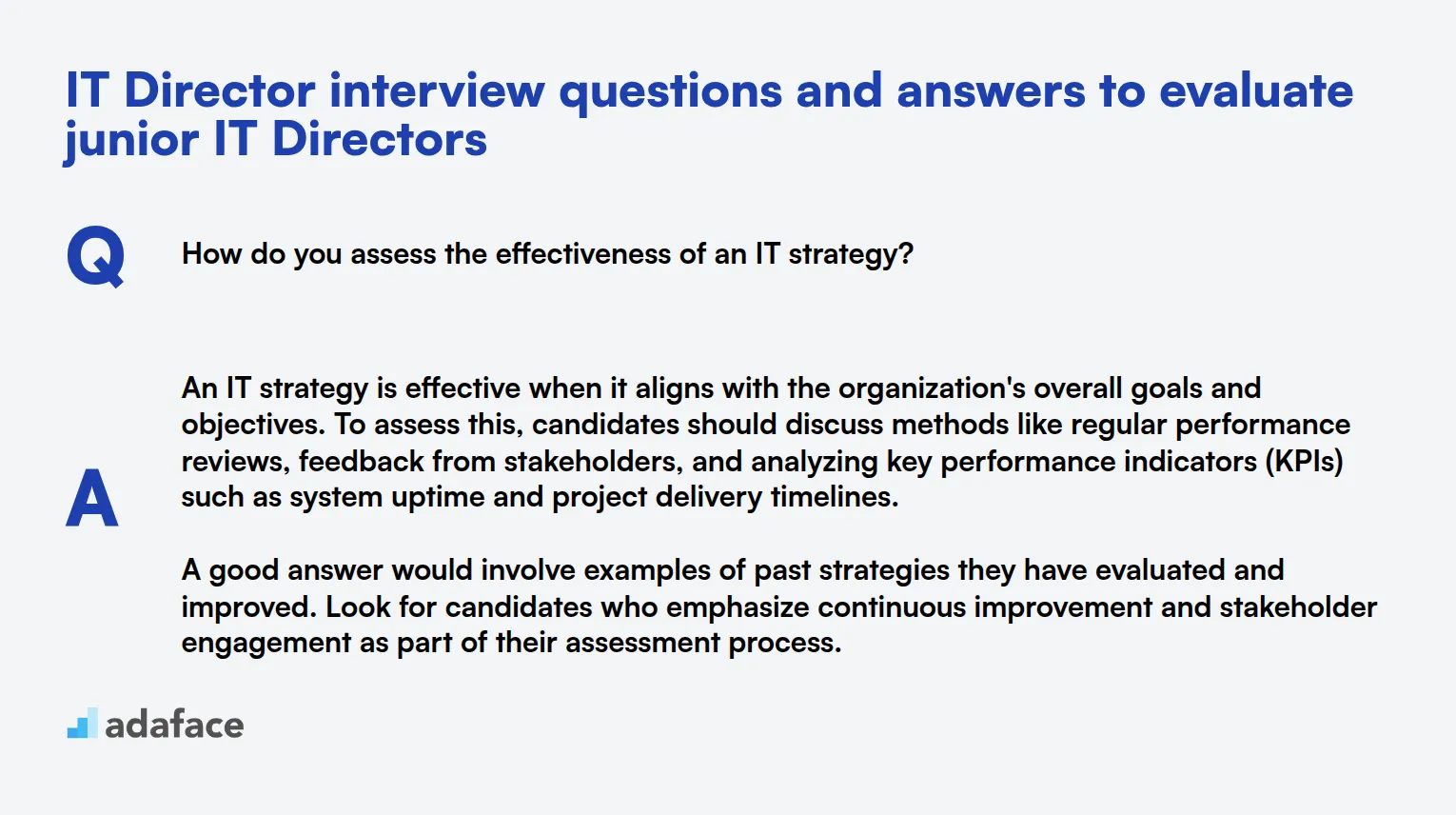 8 IT Director interview questions and answers to evaluate junior IT Directors