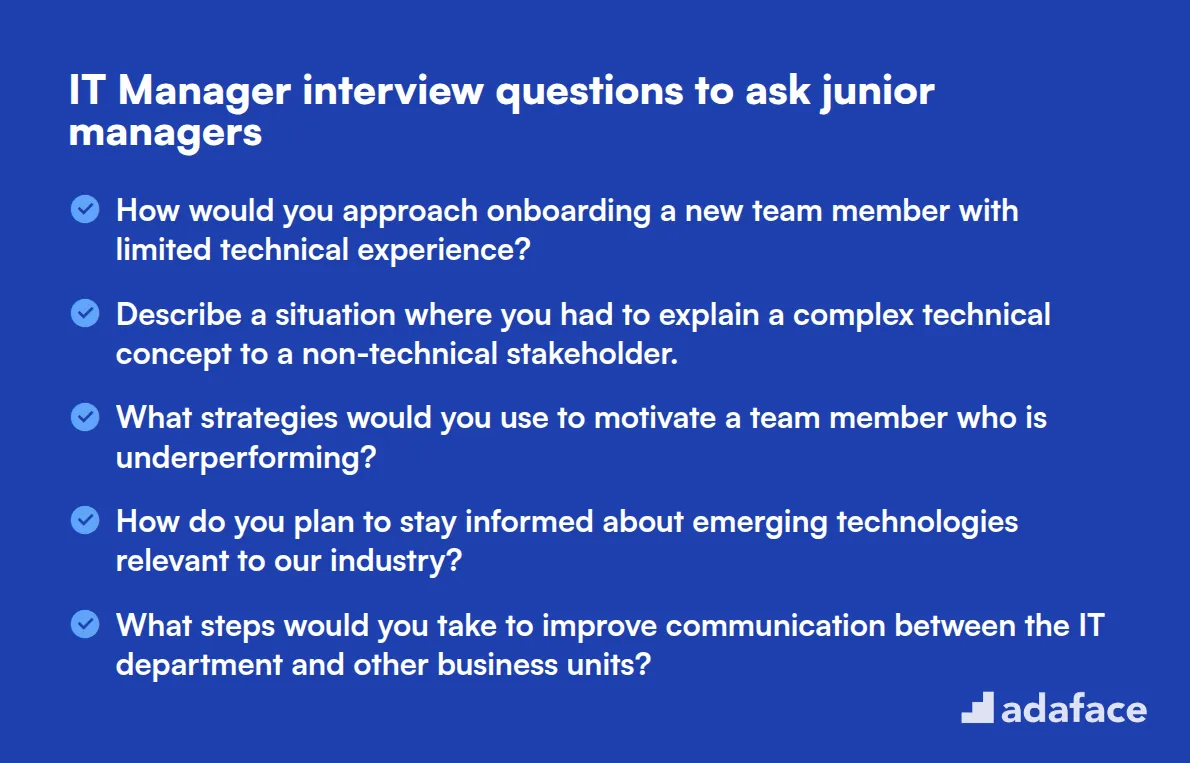 20 IT Manager interview questions to ask junior managers