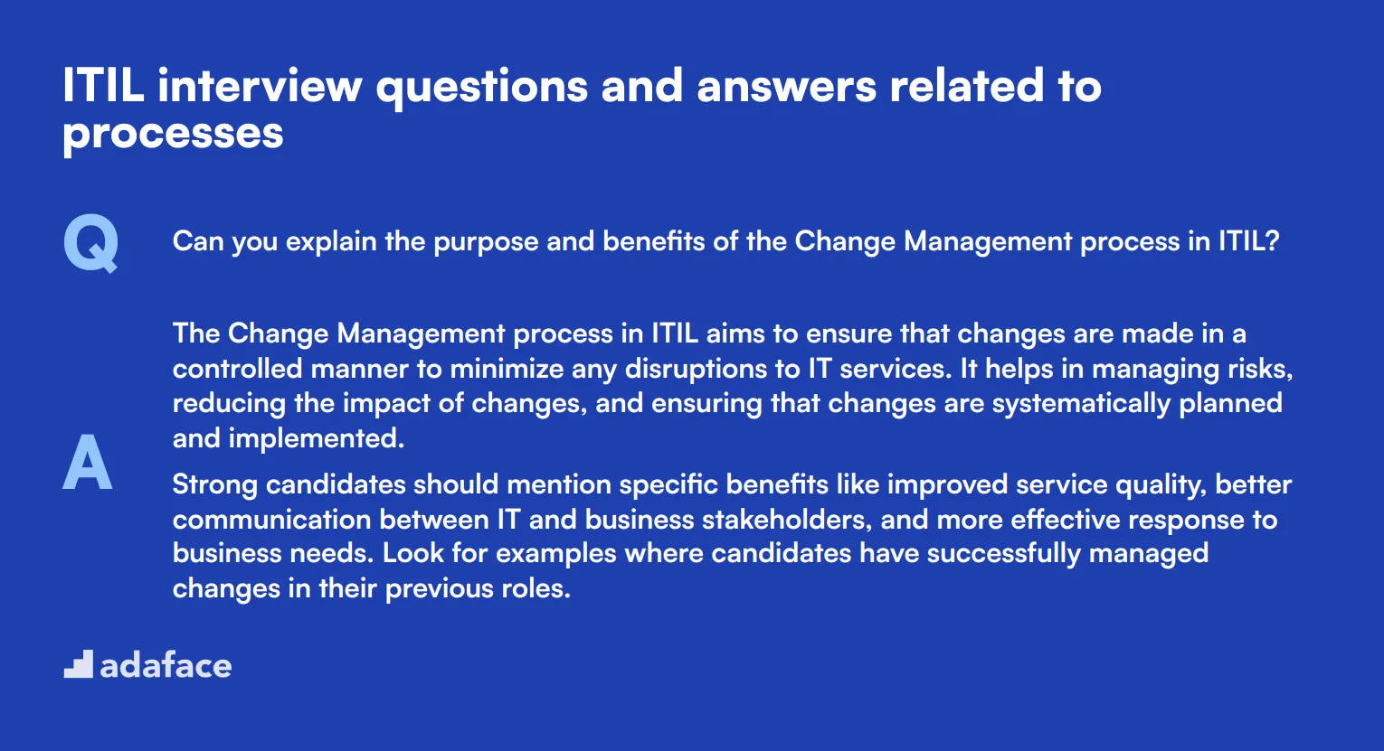 9 ITIL interview questions and answers related to processes