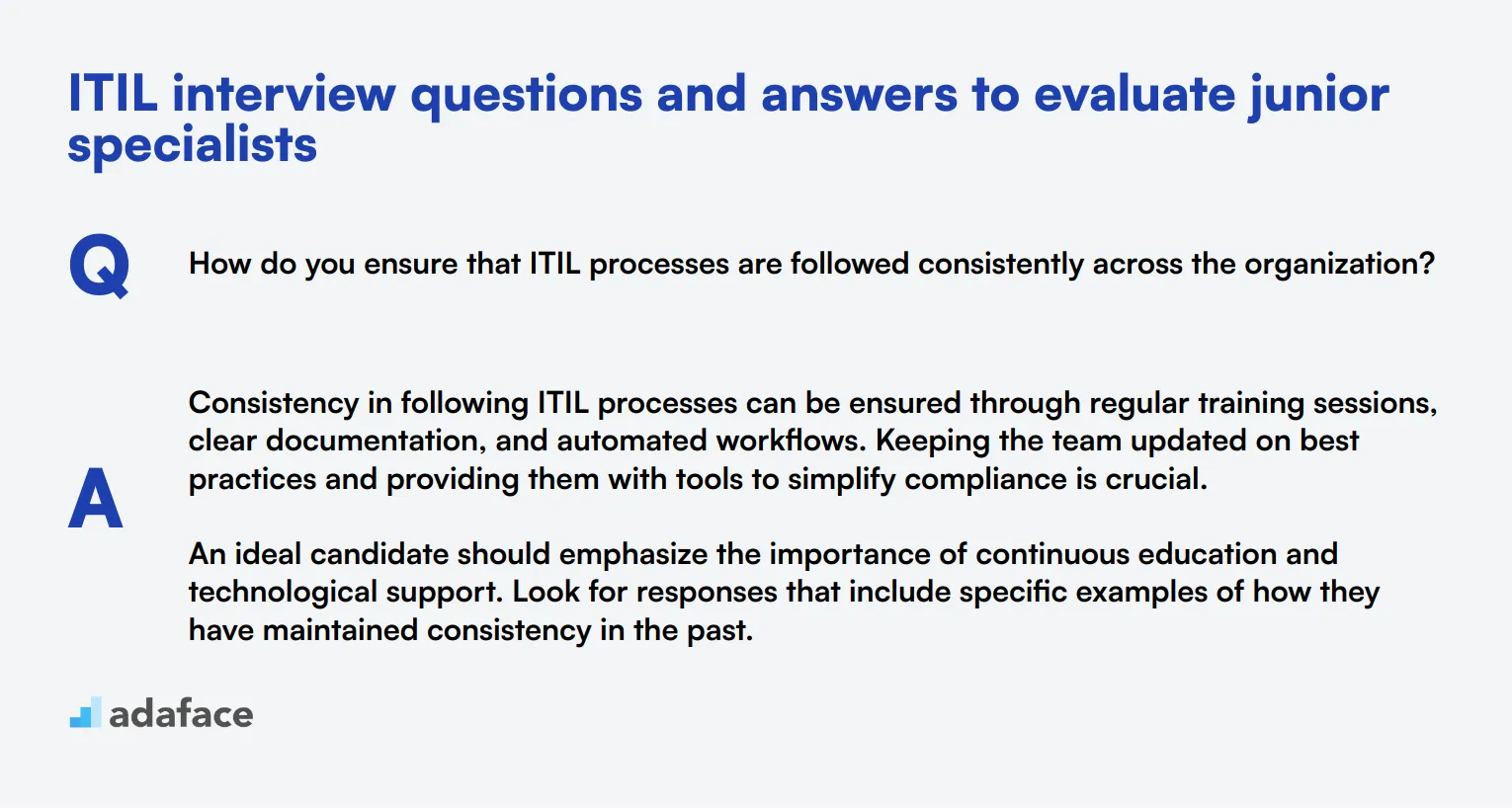 8 ITIL interview questions and answers to evaluate junior specialists